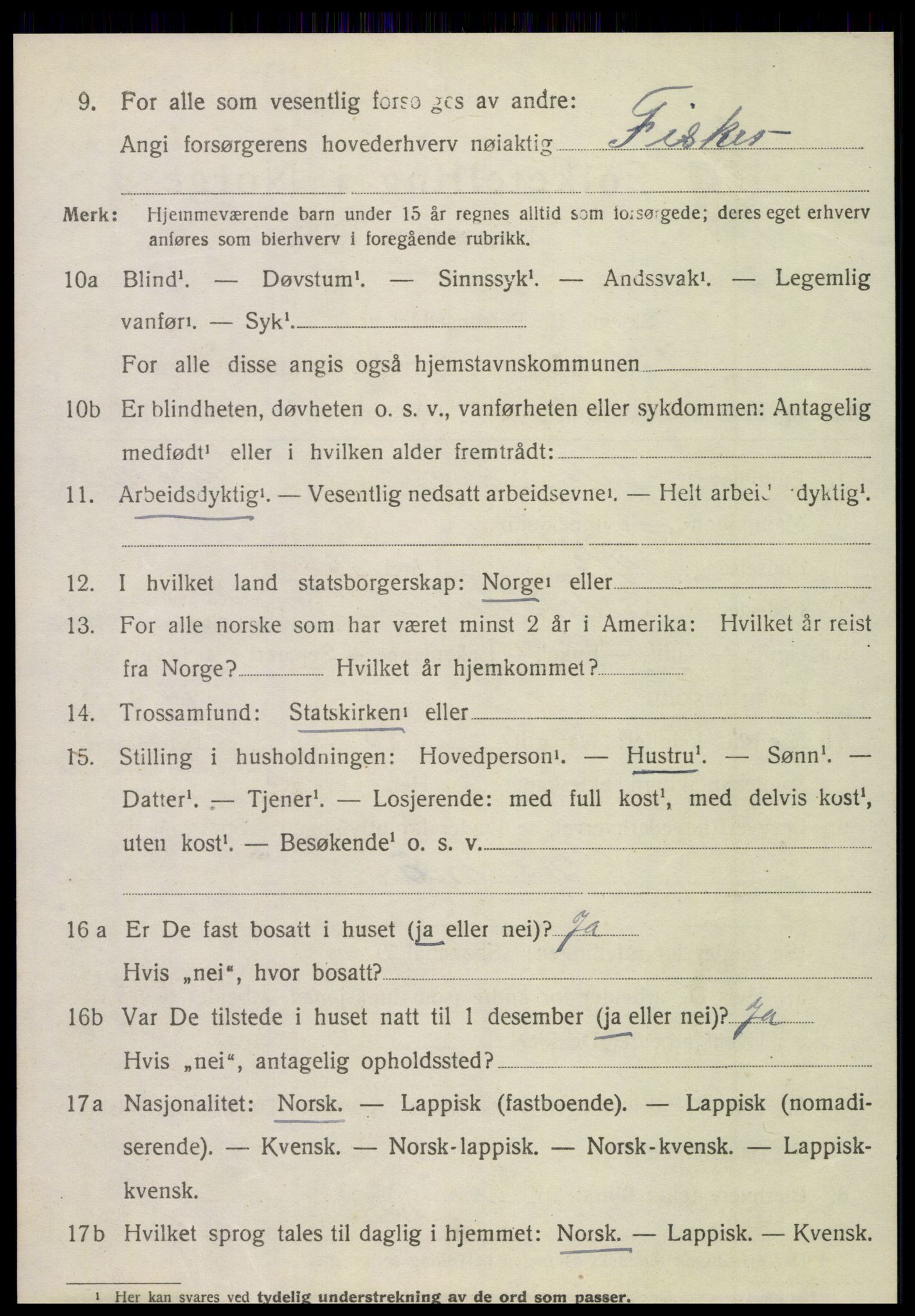 SAT, 1920 census for Tjøtta, 1920, p. 1964