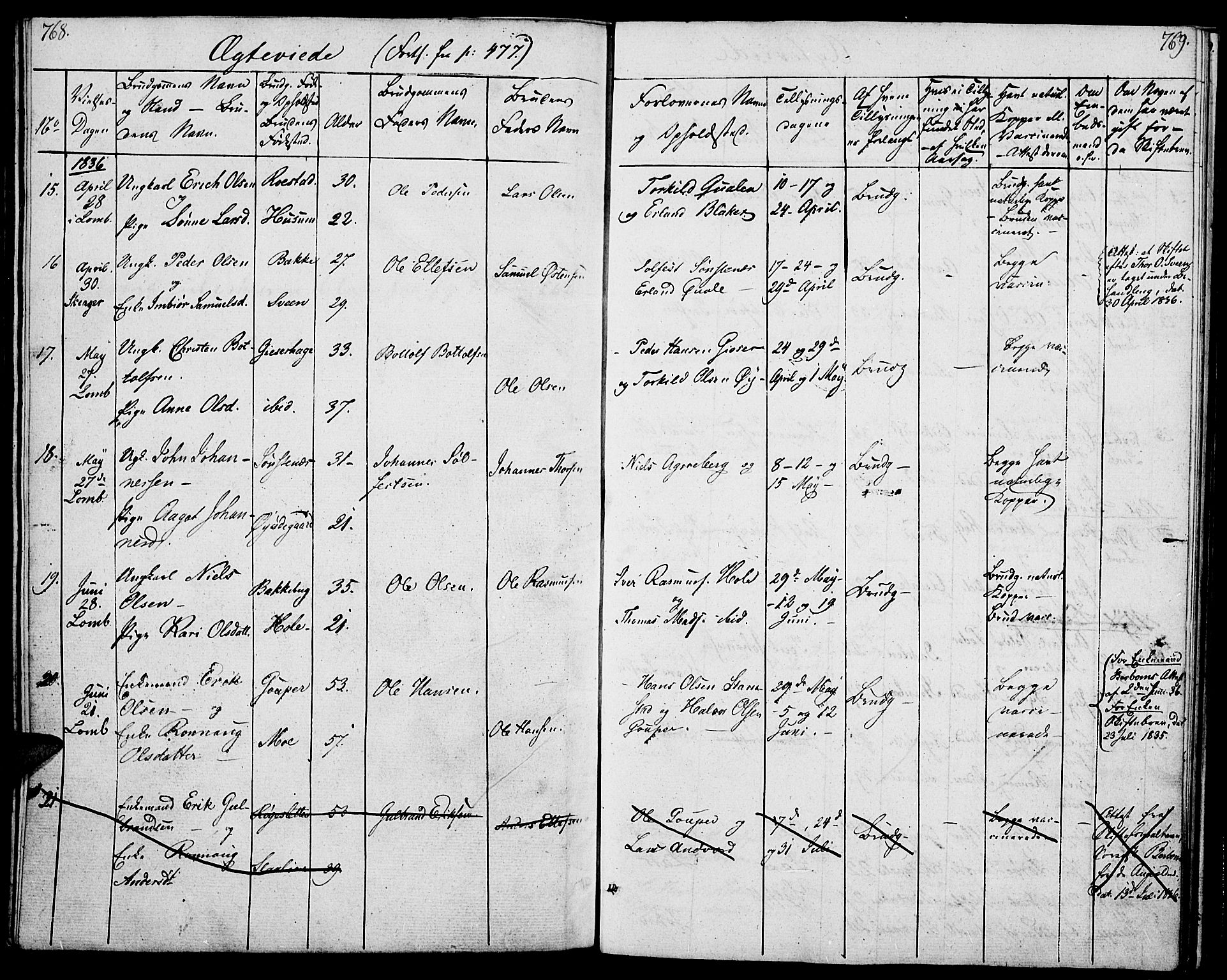 Lom prestekontor, SAH/PREST-070/K/L0005: Parish register (official) no. 5, 1825-1837, p. 768-769