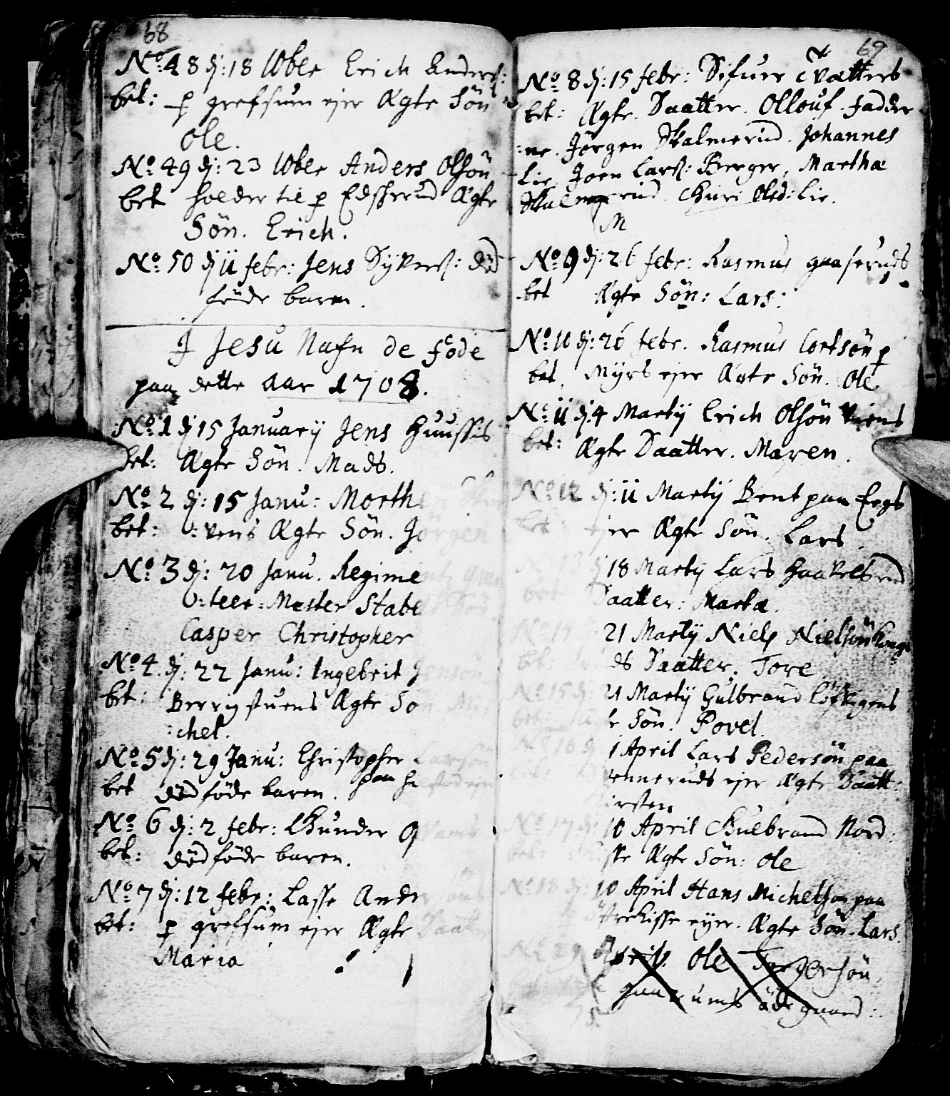 Nes prestekontor, Hedmark, AV/SAH-PREST-020/L/La/L0001: Parish register (copy) no. 1, 1663-1784, p. 68-69