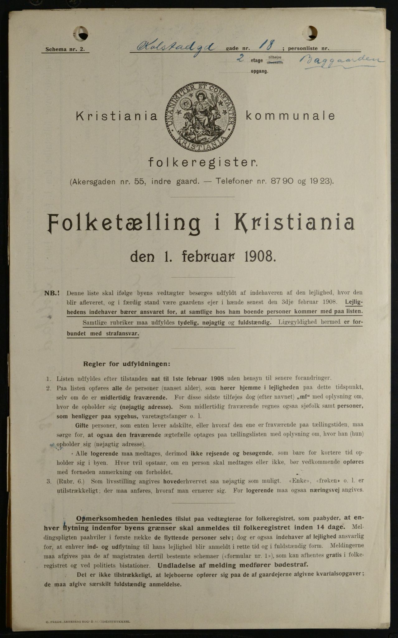 OBA, Municipal Census 1908 for Kristiania, 1908, p. 46876