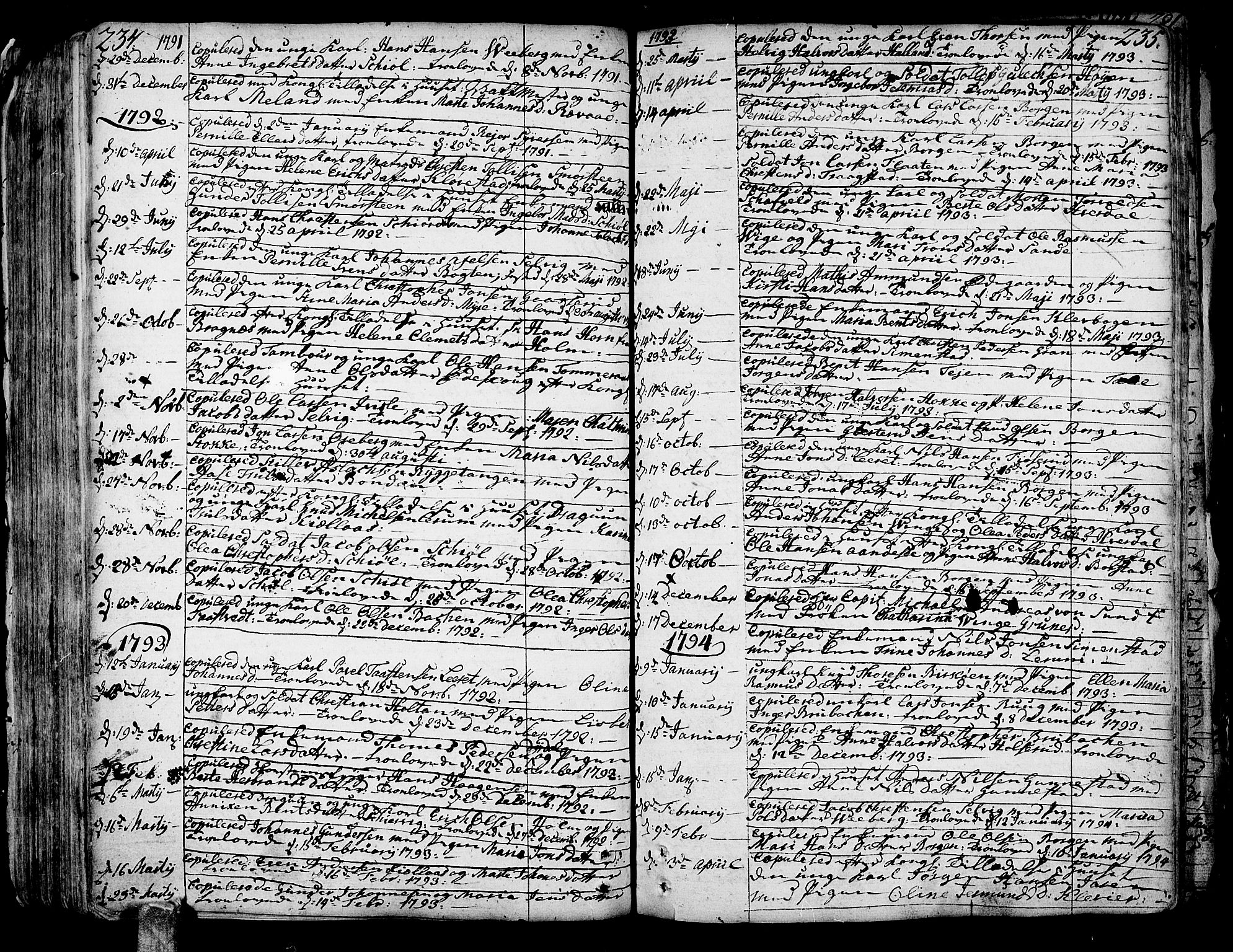 Sande Kirkebøker, SAKO/A-53/F/Fa/L0001: Parish register (official) no. 1, 1753-1803, p. 234-235