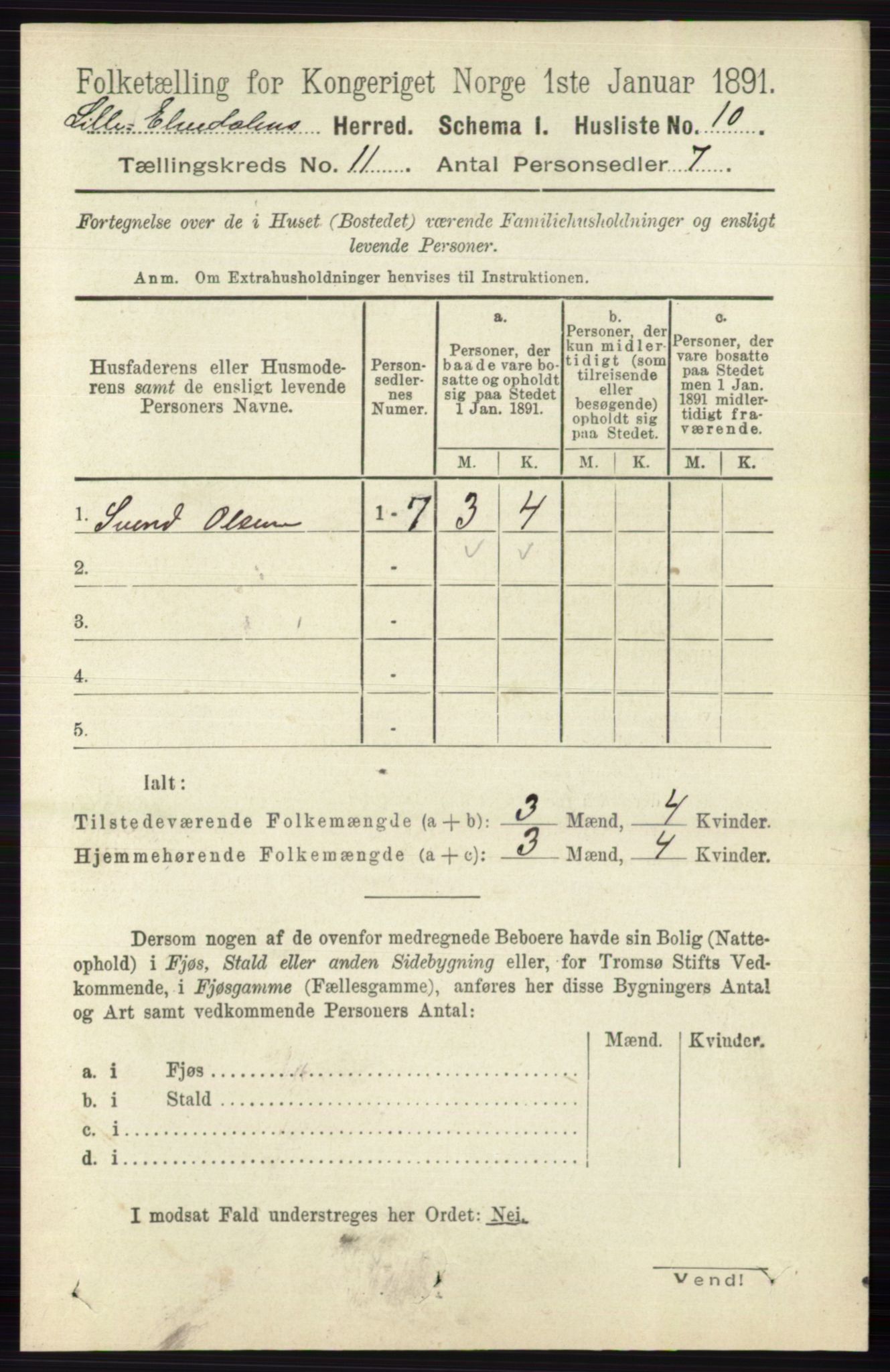 RA, 1891 census for 0438 Lille Elvedalen, 1891, p. 3783