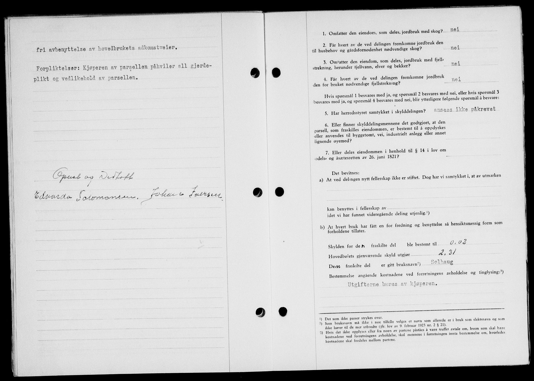 Lofoten sorenskriveri, SAT/A-0017/1/2/2C/L0014a: Mortgage book no. 14a, 1946-1946, Diary no: : 965/1946