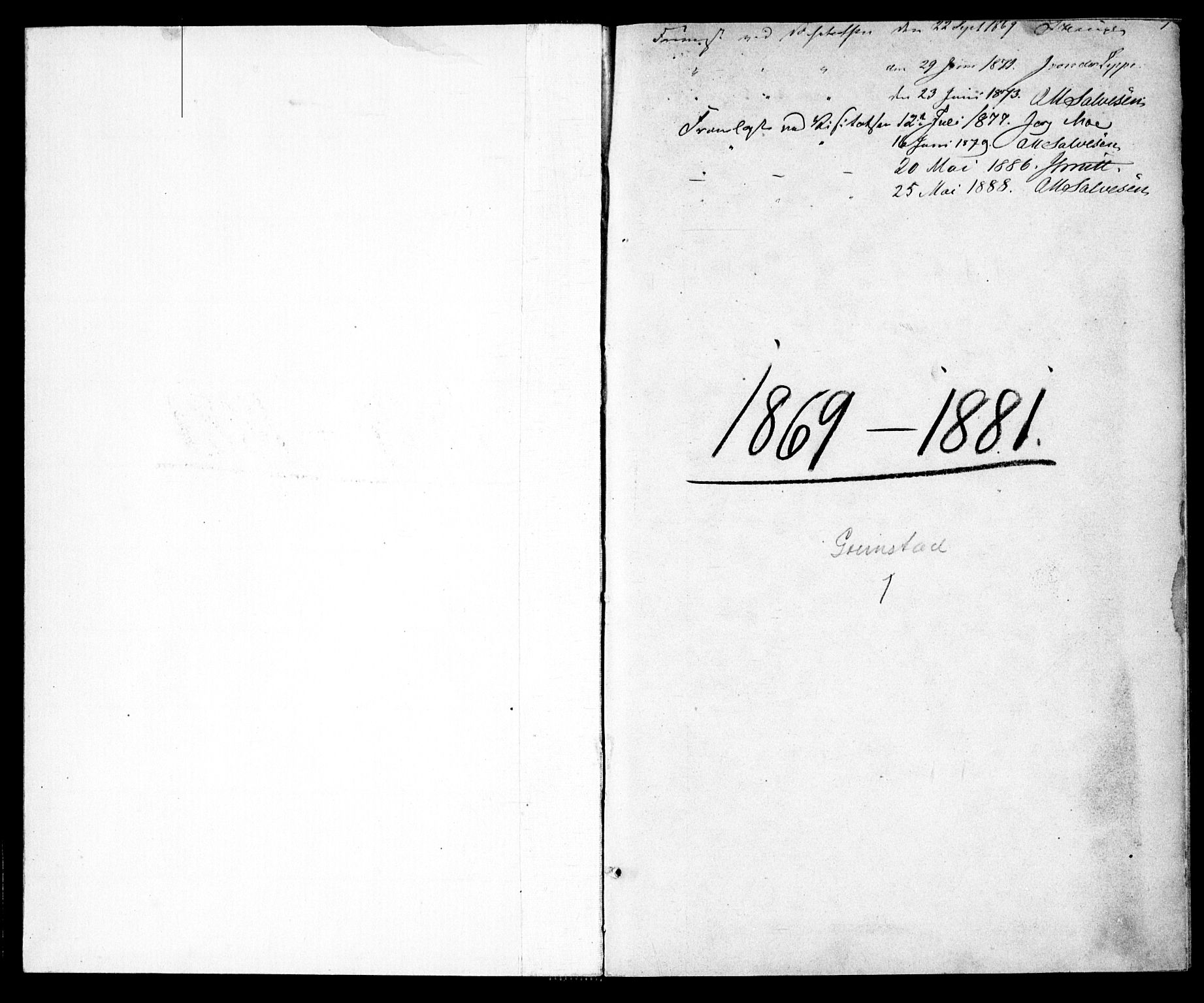 Grimstad sokneprestkontor, SAK/1111-0017/F/Fa/L0002: Parish register (official) no. A 1, 1869-1881