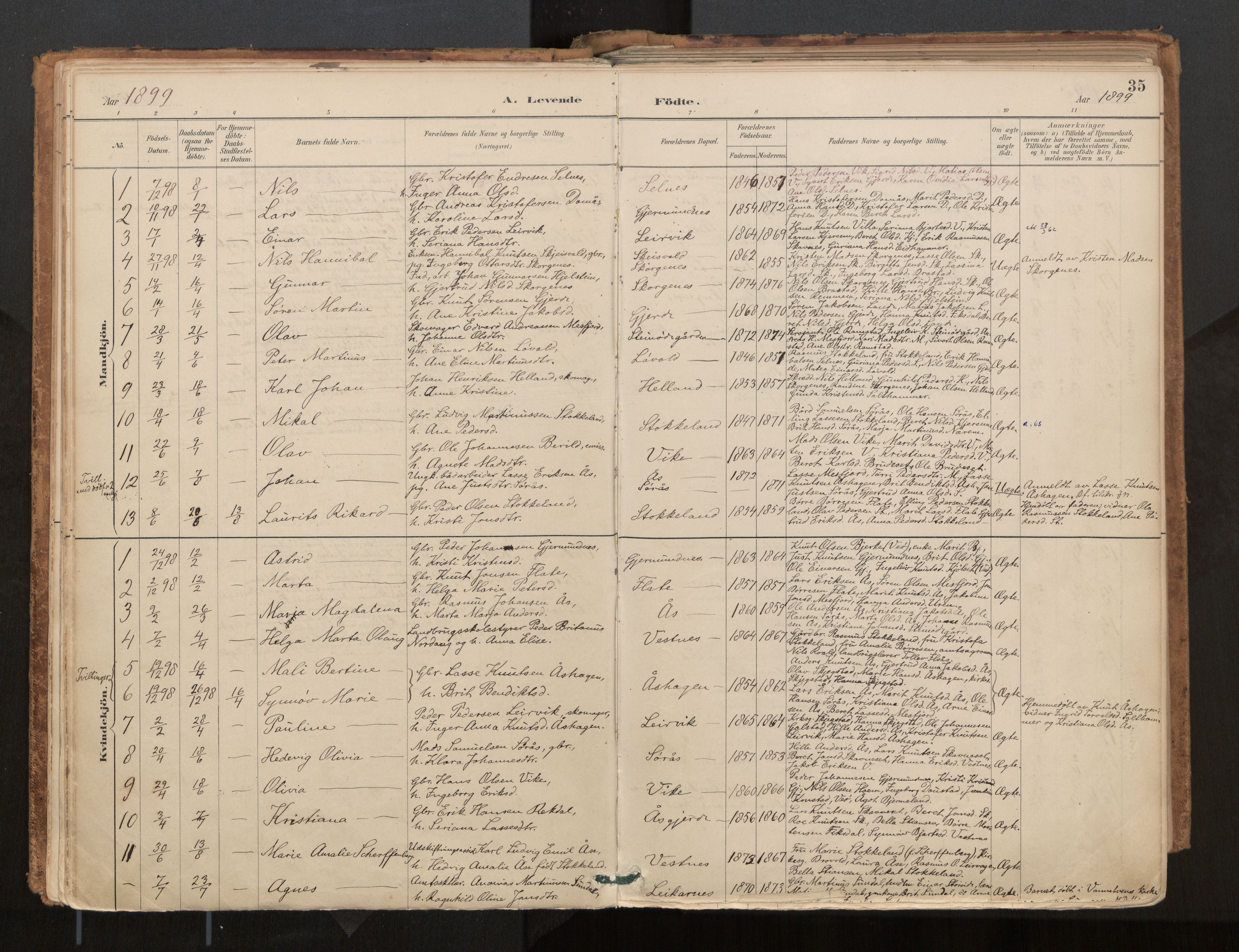 Ministerialprotokoller, klokkerbøker og fødselsregistre - Møre og Romsdal, AV/SAT-A-1454/539/L0531: Parish register (official) no. 539A04, 1887-1913, p. 35