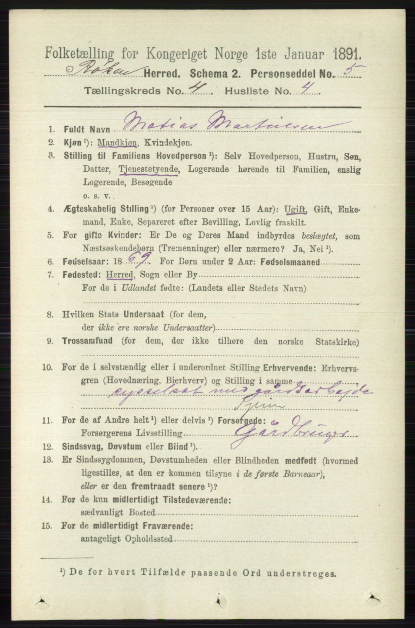 RA, 1891 census for 0627 Røyken, 1891, p. 1881