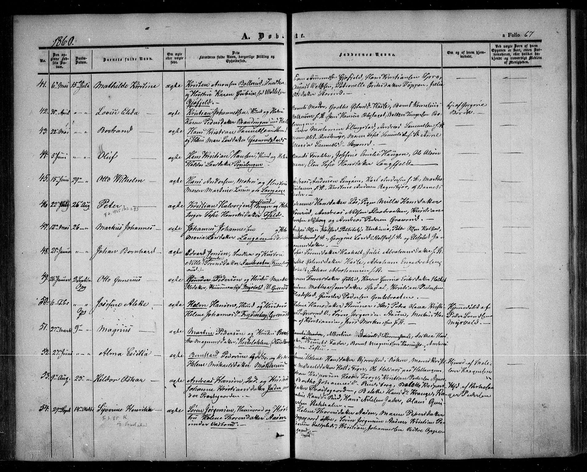 Nesodden prestekontor Kirkebøker, AV/SAO-A-10013/F/Fa/L0007: Parish register (official) no. I 7, 1848-1868, p. 67