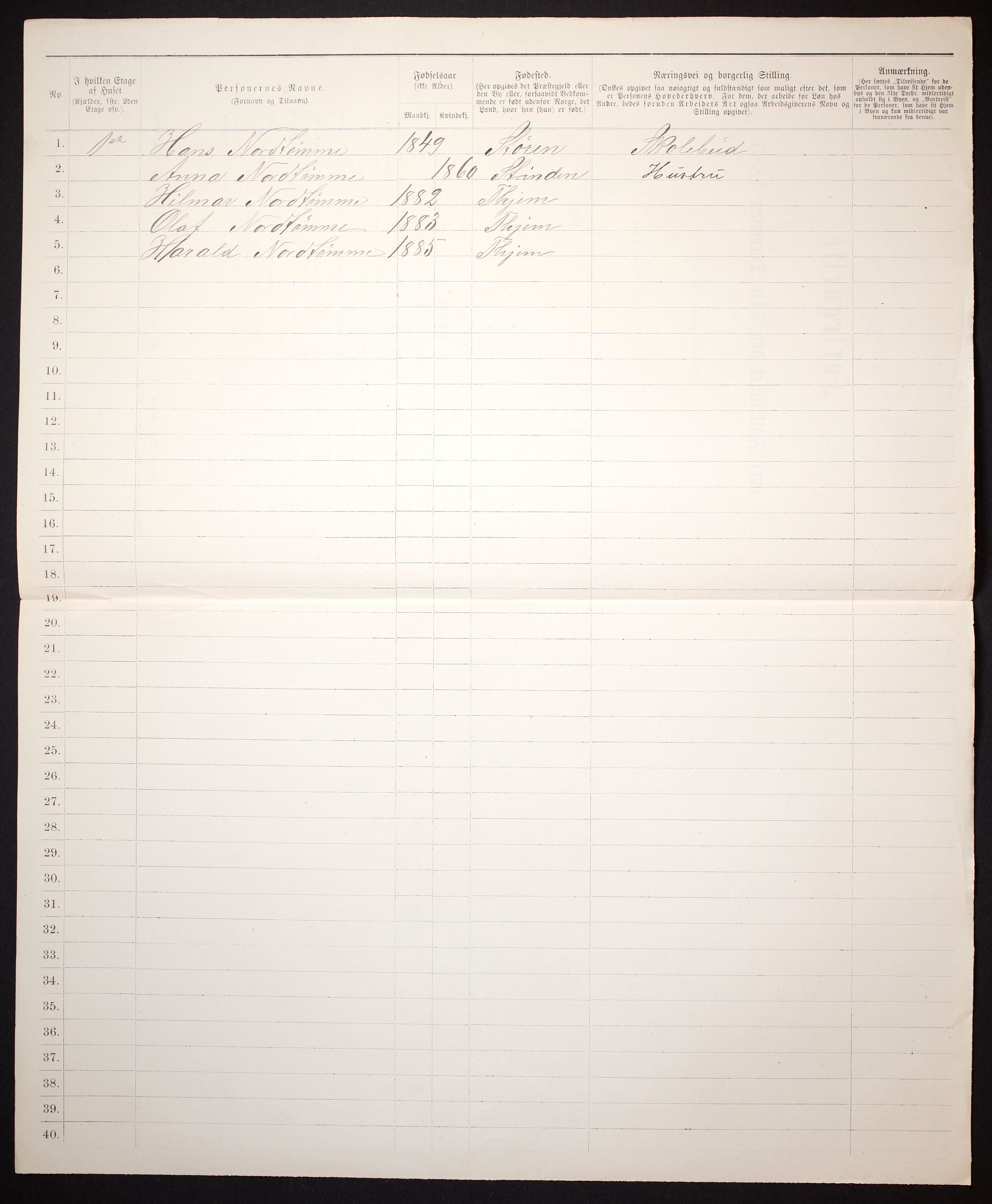 SAT, 1885 census for 1601 Trondheim, 1885, p. 722