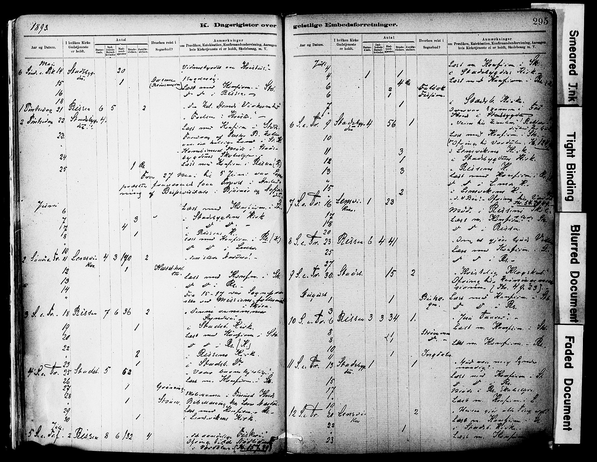 Ministerialprotokoller, klokkerbøker og fødselsregistre - Sør-Trøndelag, SAT/A-1456/646/L0615: Parish register (official) no. 646A13, 1885-1900, p. 295