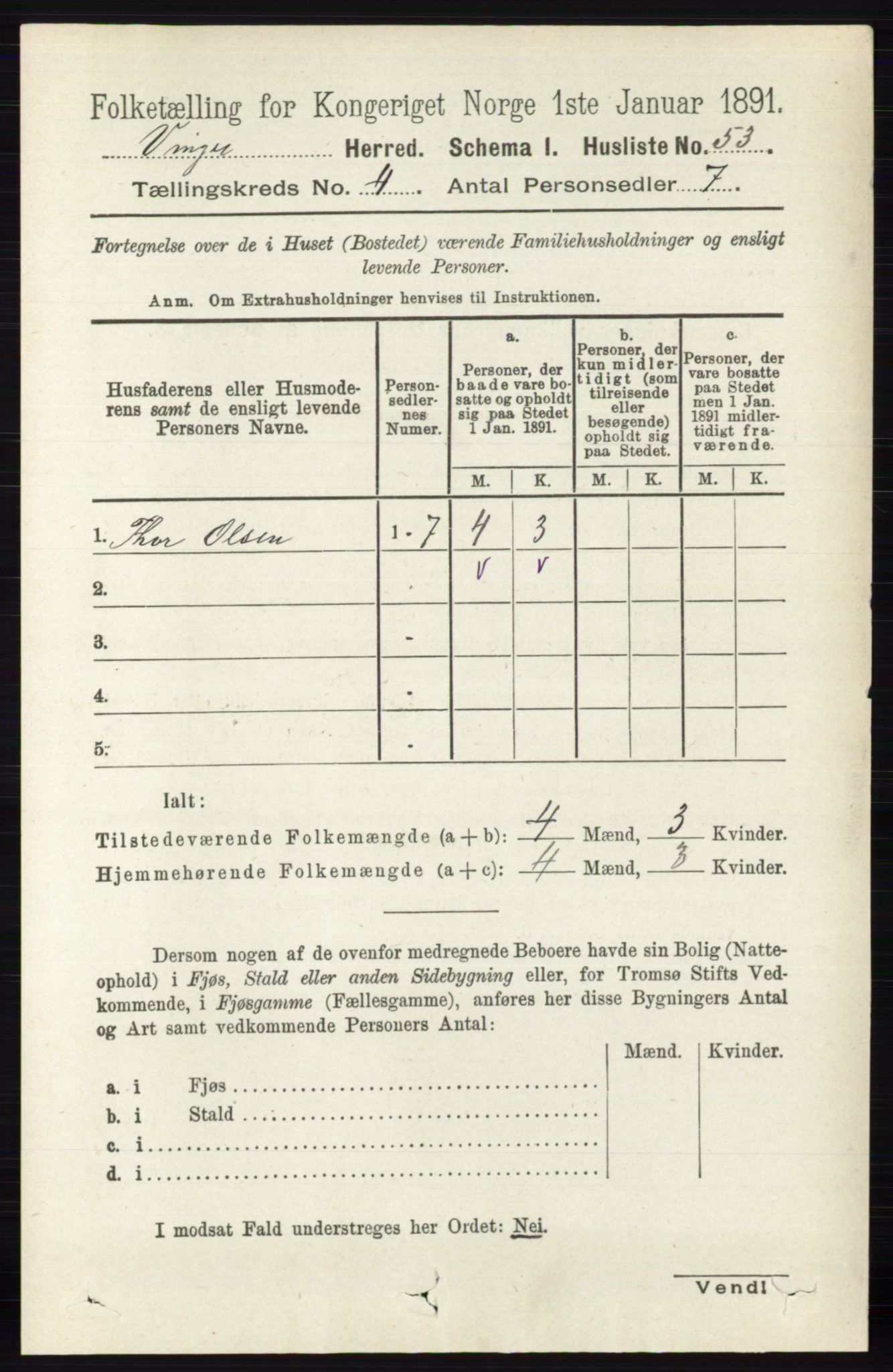 RA, 1891 census for 0421 Vinger, 1891, p. 1634