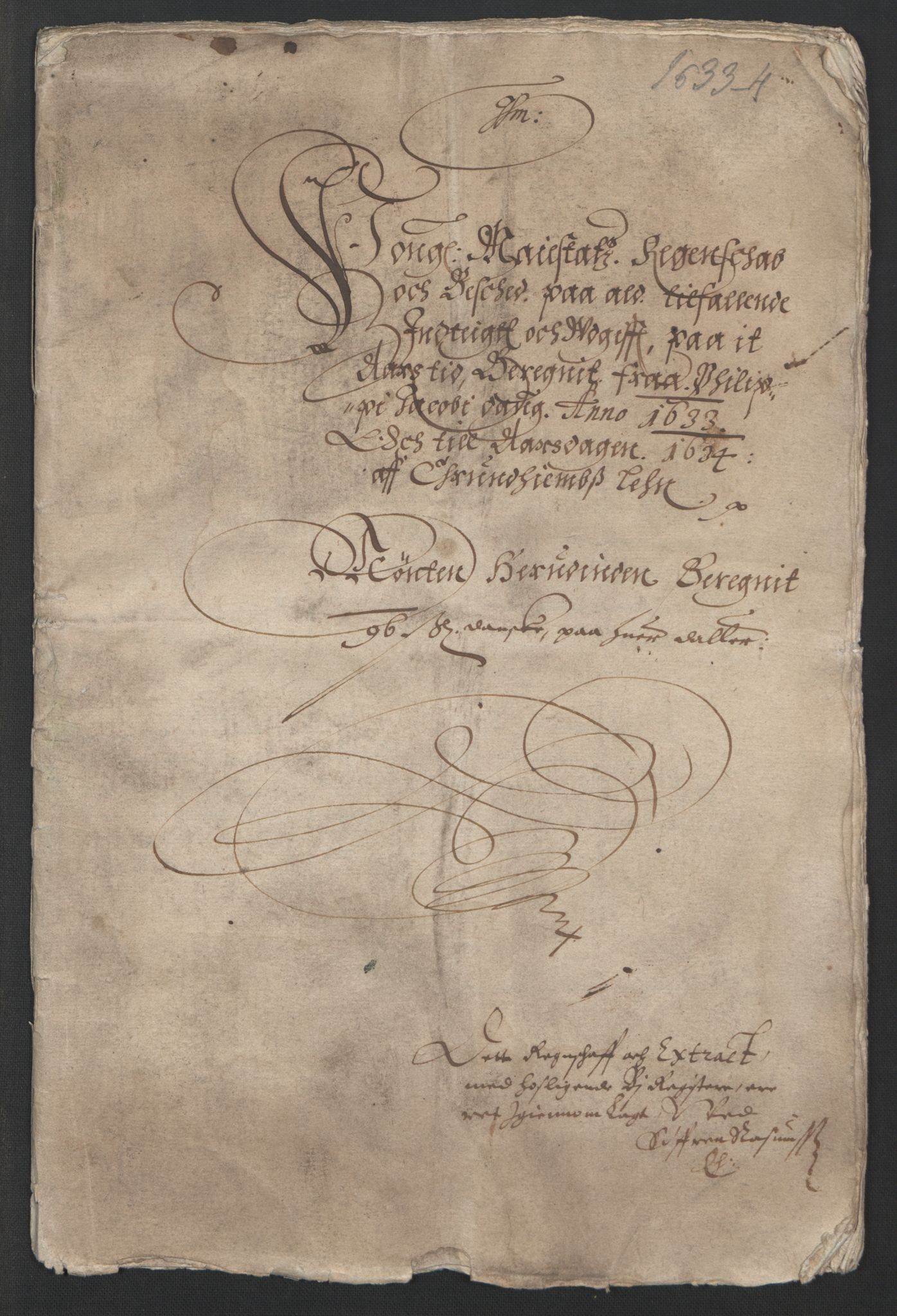 Rentekammeret inntil 1814, Reviderte regnskaper, Lensregnskaper, AV/RA-EA-5023/R/Rb/Rbw/L0051: Trondheim len, 1632-1634