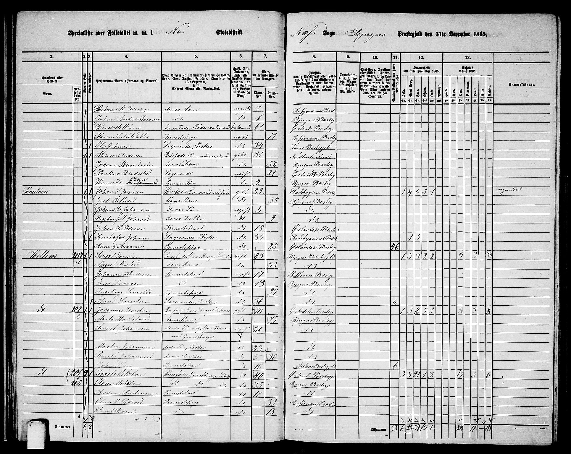 RA, 1865 census for Bjugn, 1865, p. 29