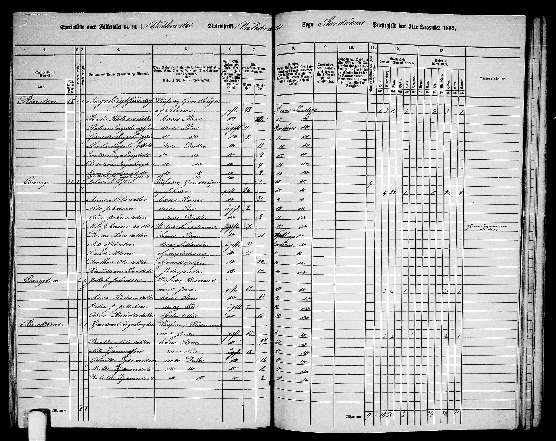 RA, 1865 census for Stord, 1865, p. 119