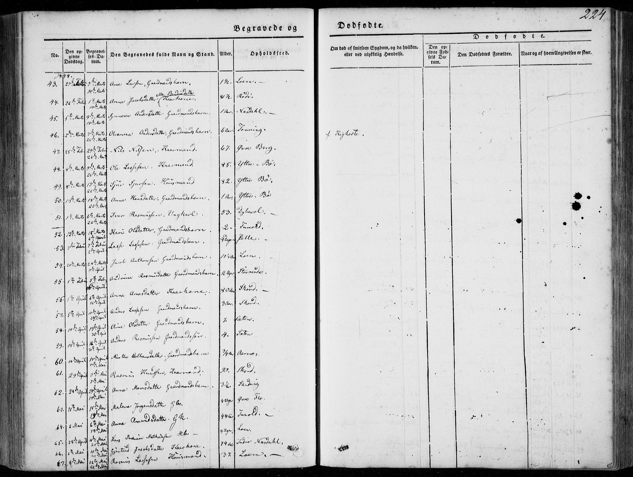 Stryn Sokneprestembete, SAB/A-82501: Parish register (official) no. A 2, 1844-1861, p. 224