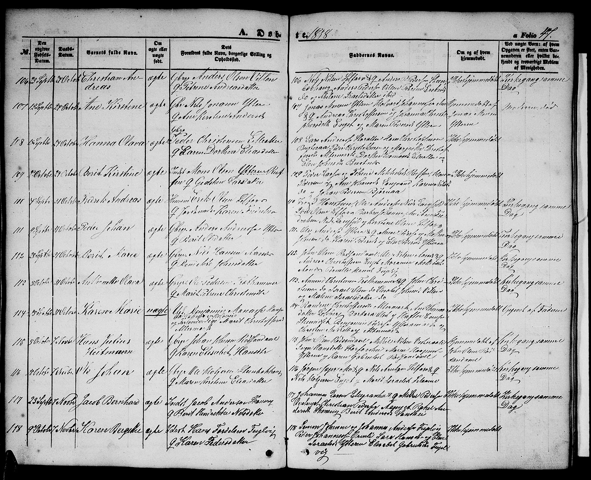 Ministerialprotokoller, klokkerbøker og fødselsregistre - Nordland, SAT/A-1459/827/L0414: Parish register (copy) no. 827C03, 1853-1865, p. 47
