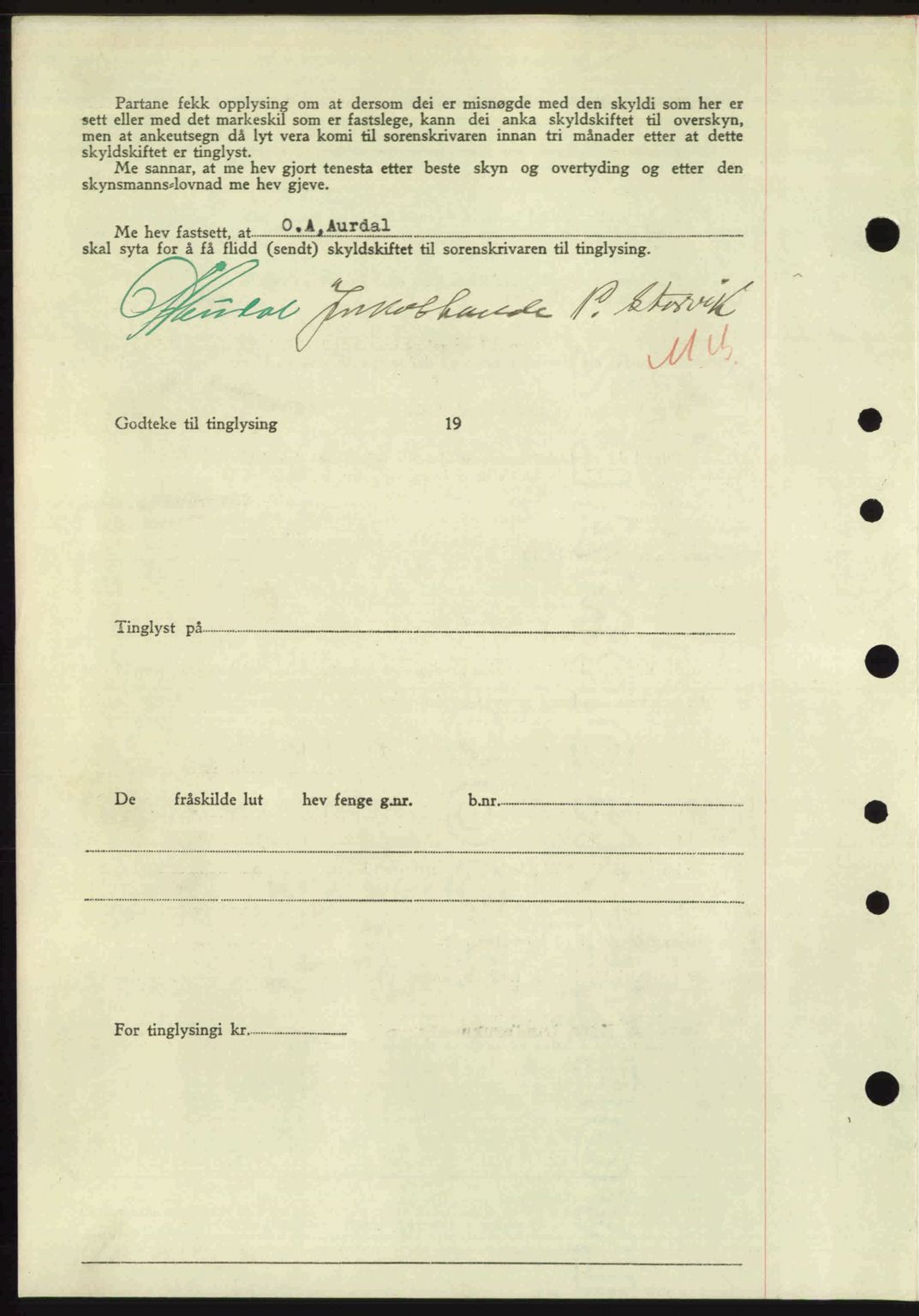 Nordre Sunnmøre sorenskriveri, AV/SAT-A-0006/1/2/2C/2Ca: Mortgage book no. A23, 1946-1947, Diary no: : 1946/1946