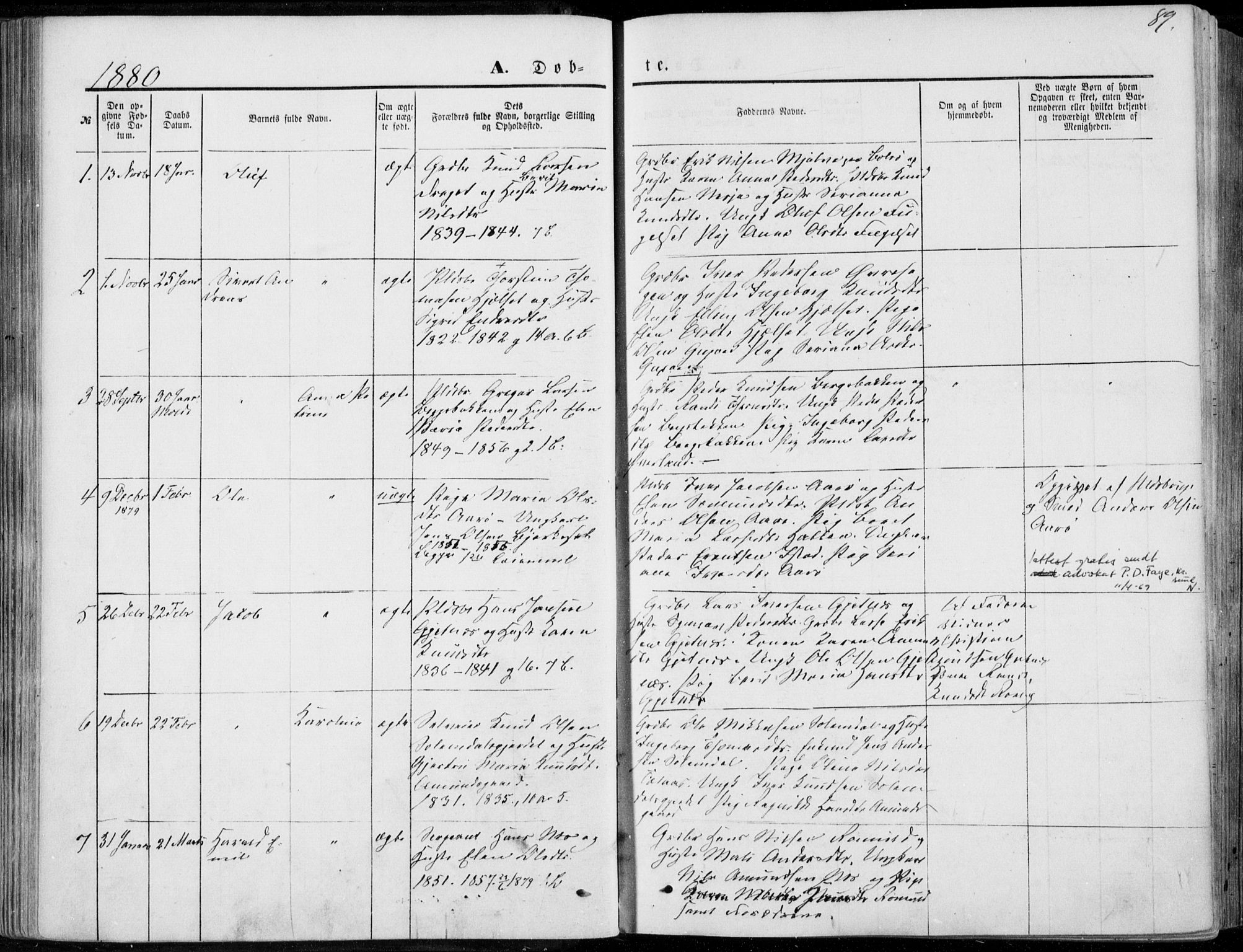 Ministerialprotokoller, klokkerbøker og fødselsregistre - Møre og Romsdal, SAT/A-1454/555/L0655: Parish register (official) no. 555A05, 1869-1886, p. 89