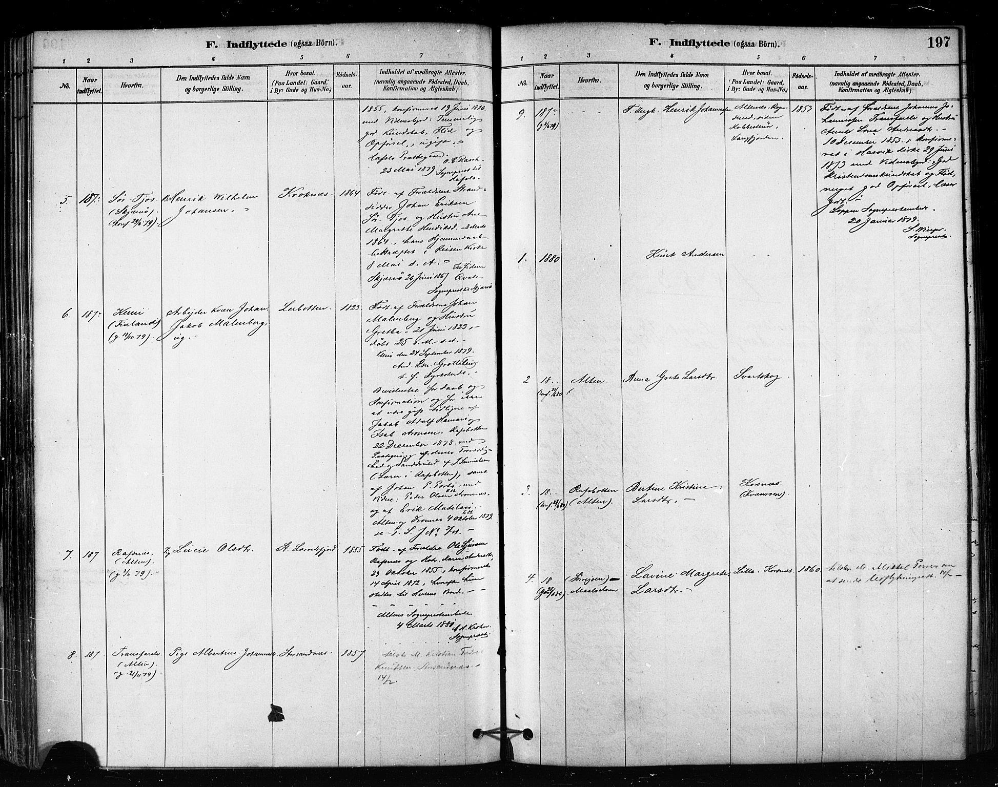 Talvik sokneprestkontor, SATØ/S-1337/H/Ha/L0012kirke: Parish register (official) no. 12, 1878-1886, p. 197