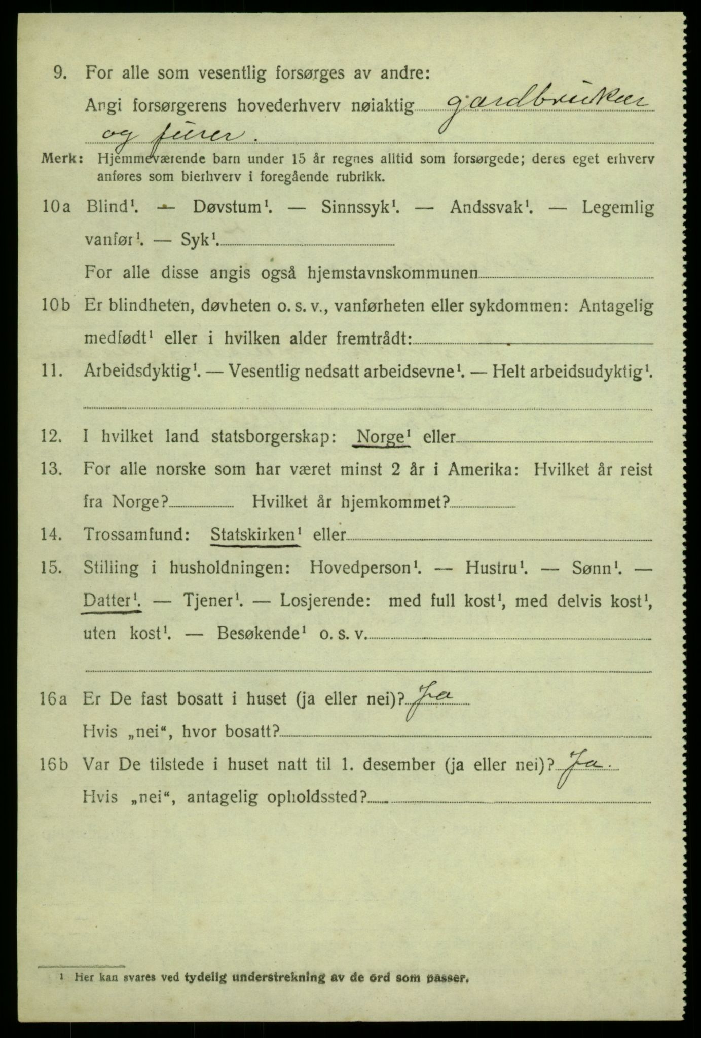 SAB, 1920 census for Granvin, 1920, p. 1321