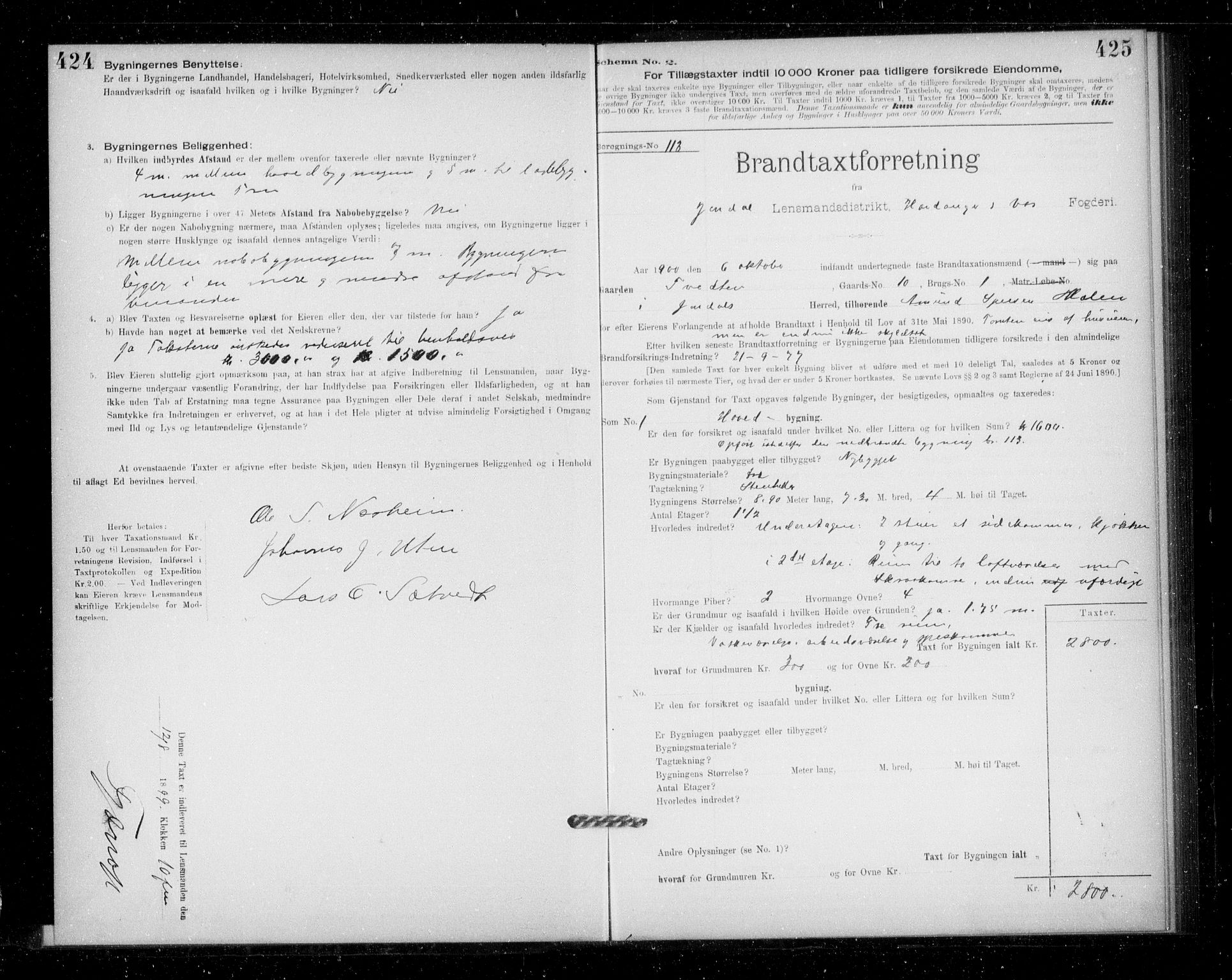 Lensmannen i Jondal, AV/SAB-A-33101/0012/L0005: Branntakstprotokoll, skjematakst, 1894-1951, p. 424-425