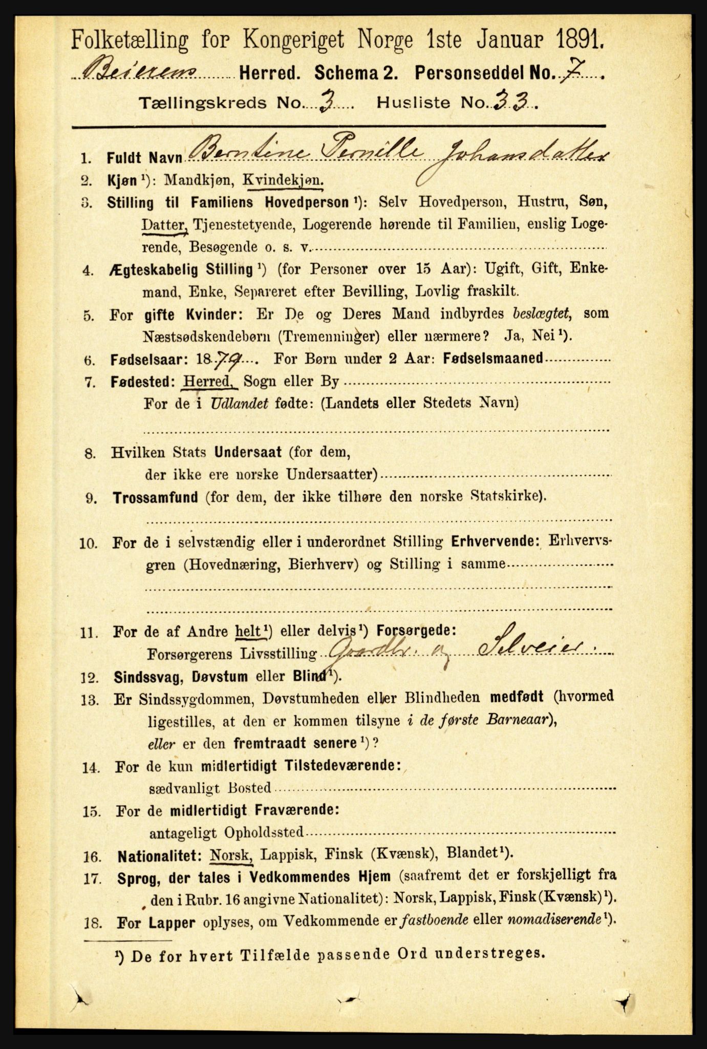 RA, 1891 census for 1839 Beiarn, 1891, p. 1209