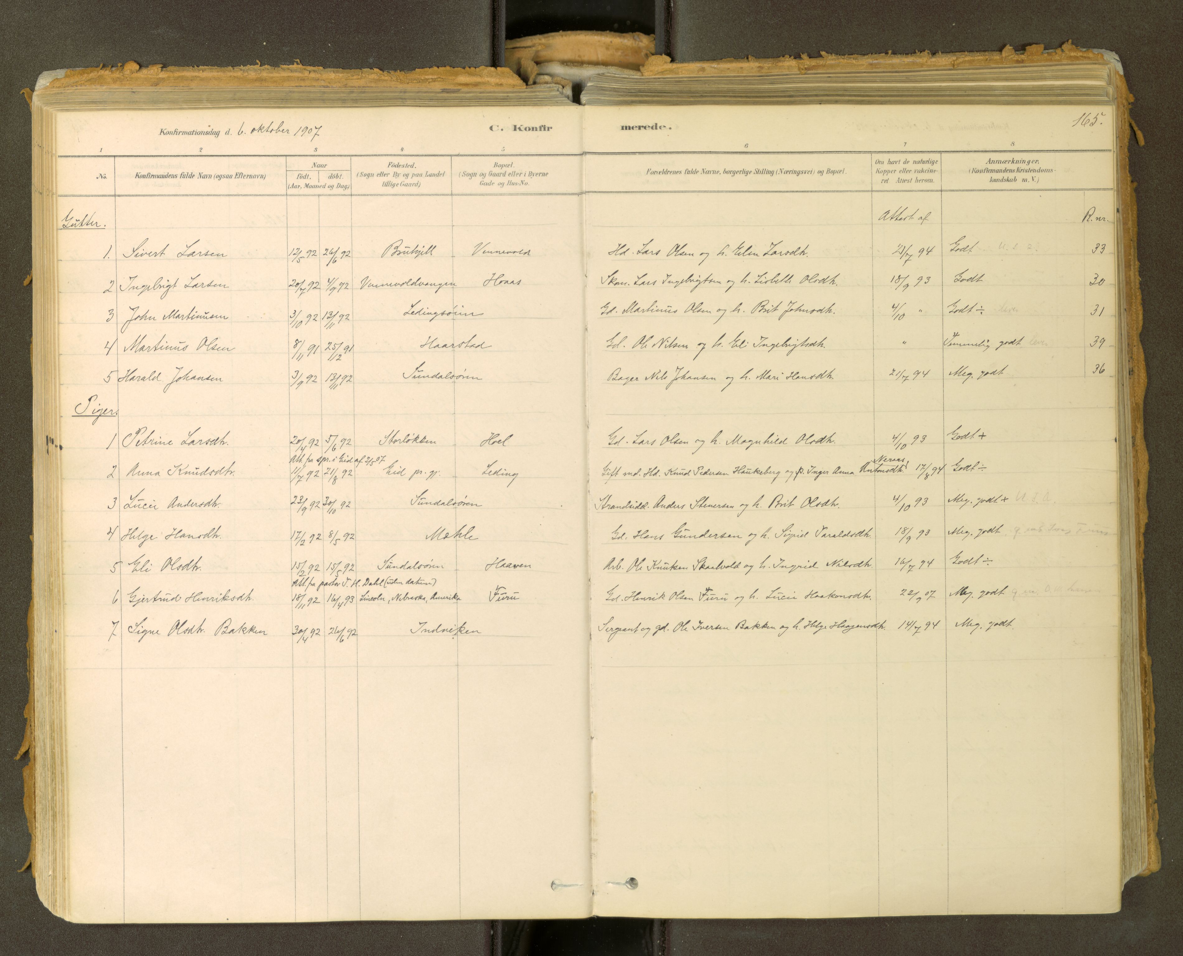 Sunndal sokneprestkontor, SAT/A-1085/1/I/I1/I1a: Parish register (official) no. 2, 1877-1914, p. 165
