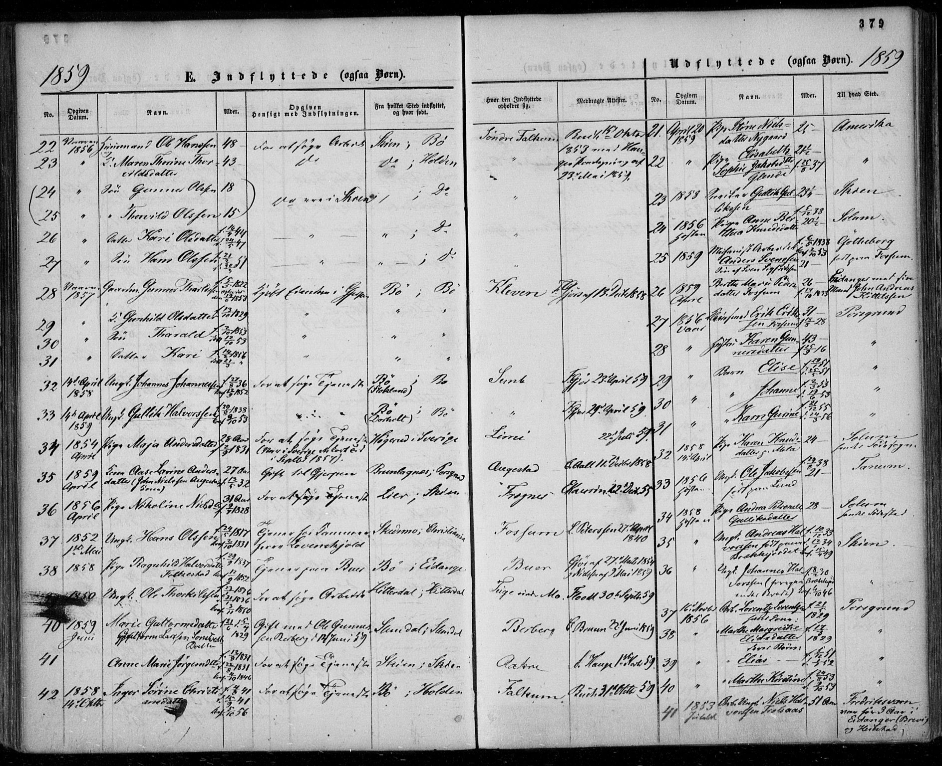 Gjerpen kirkebøker, SAKO/A-265/F/Fa/L0008b: Parish register (official) no. I 8B, 1857-1871, p. 379