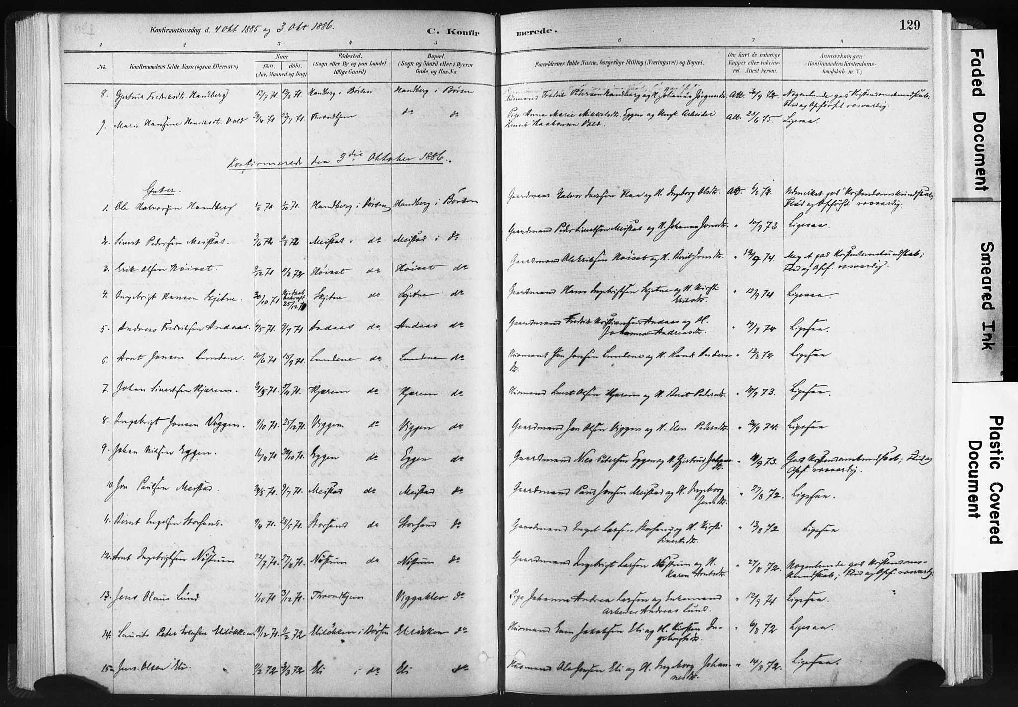 Ministerialprotokoller, klokkerbøker og fødselsregistre - Sør-Trøndelag, AV/SAT-A-1456/665/L0773: Parish register (official) no. 665A08, 1879-1905, p. 129
