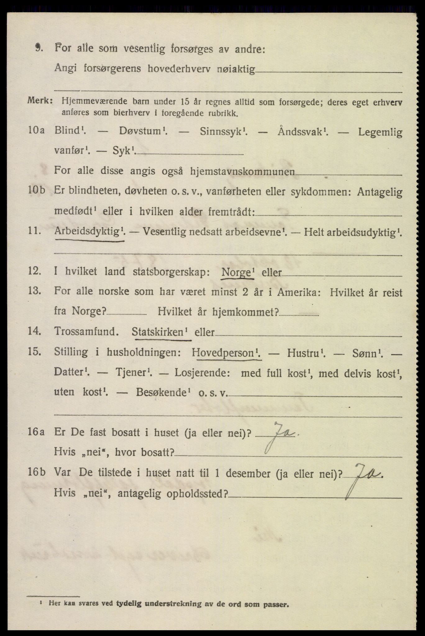 SAK, 1920 census for Birkenes, 1920, p. 4126