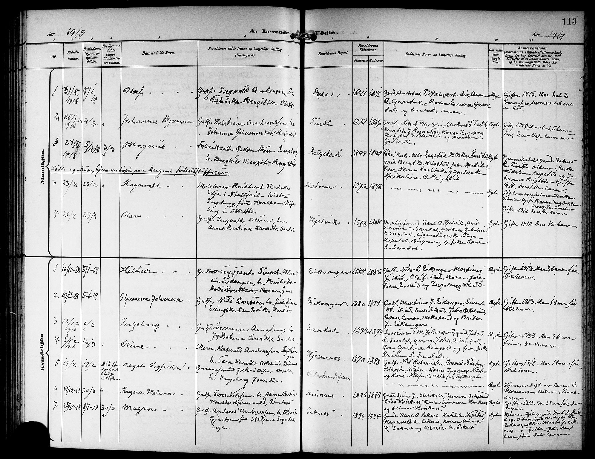 Hamre sokneprestembete, SAB/A-75501/H/Ha/Hab: Parish register (copy) no. B 4, 1898-1919, p. 113