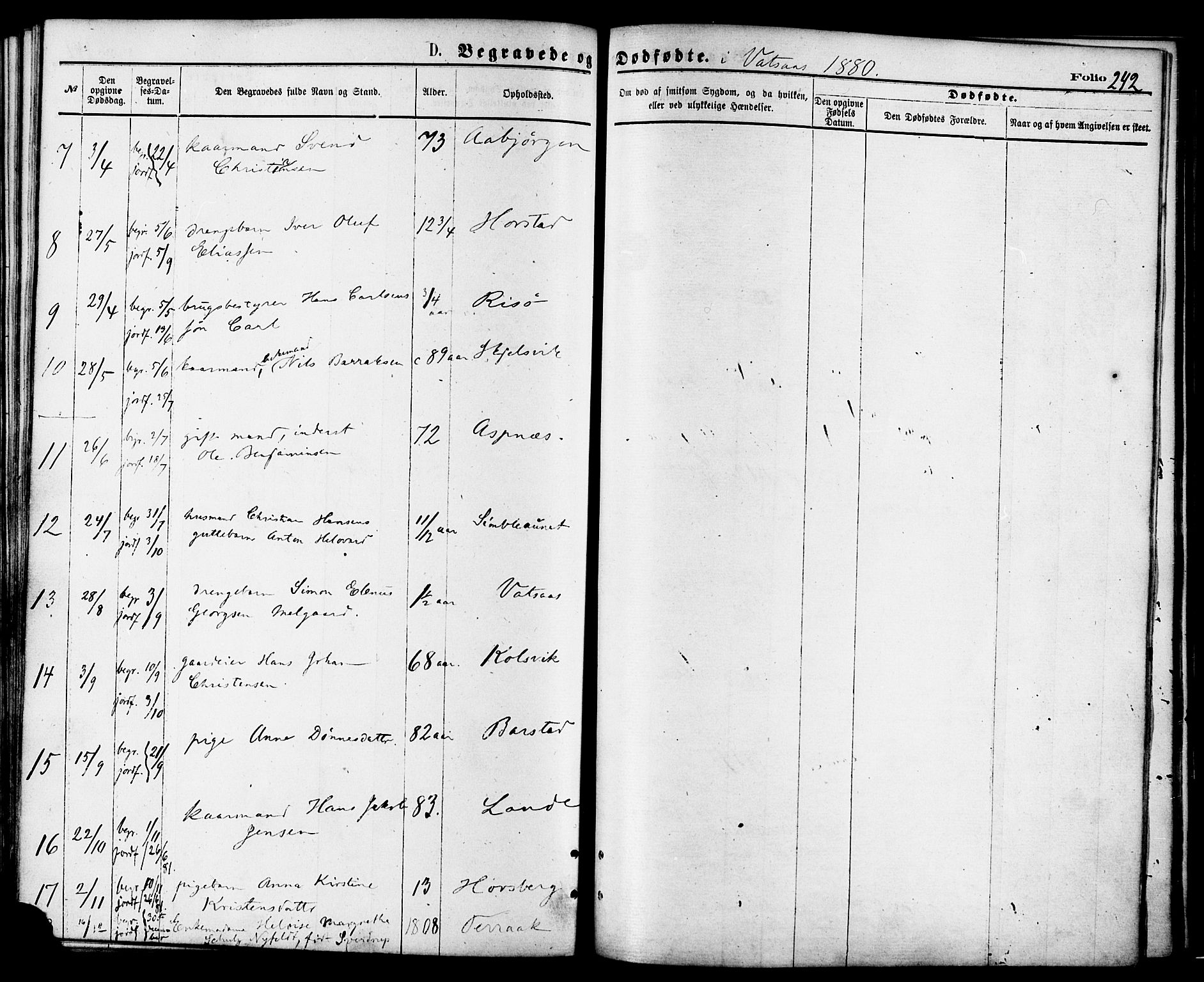 Ministerialprotokoller, klokkerbøker og fødselsregistre - Nordland, AV/SAT-A-1459/810/L0148: Parish register (official) no. 810A09 /1, 1874-1884, p. 242