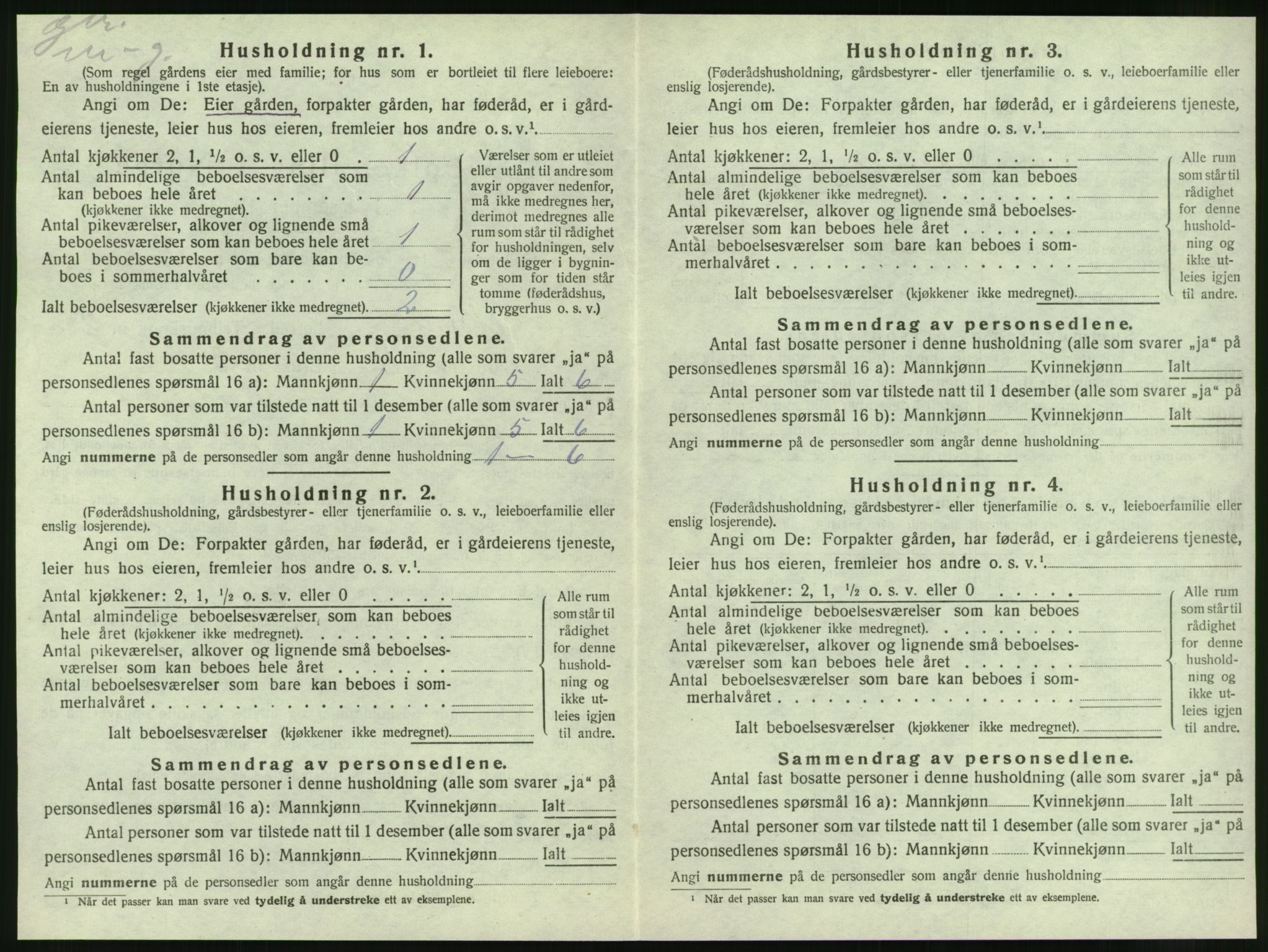 SAT, 1920 census for Nesna, 1920, p. 130