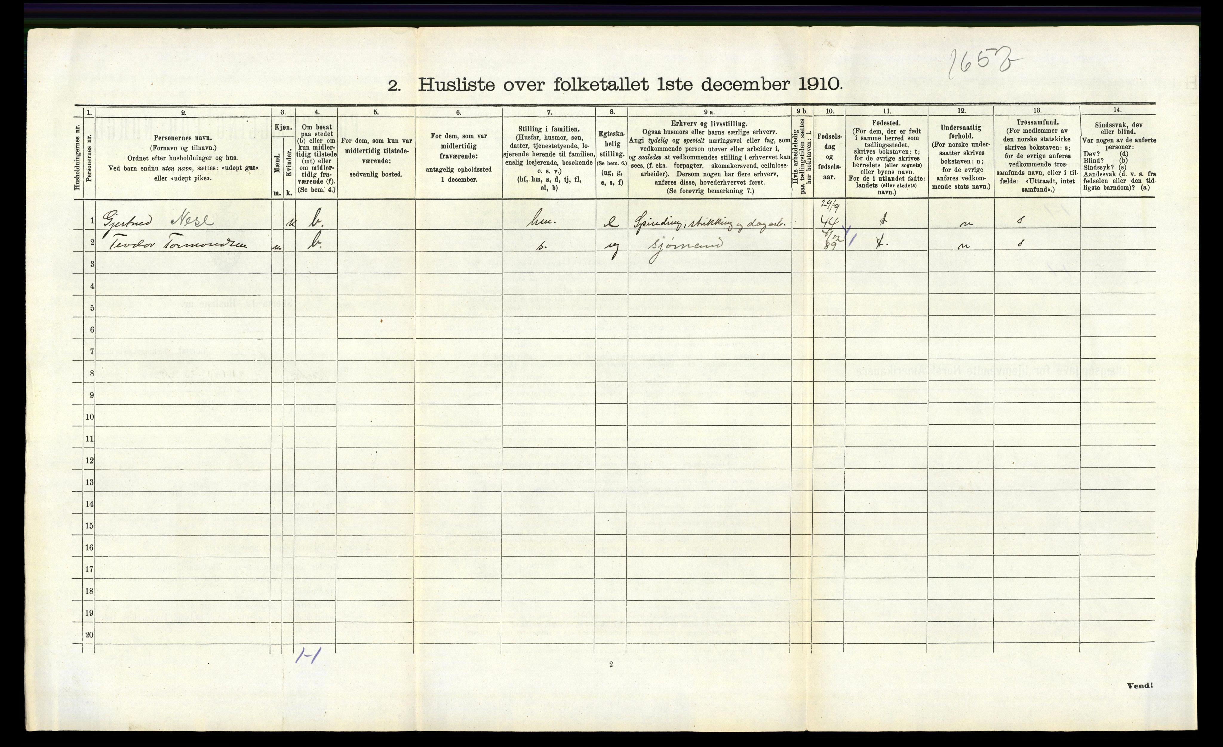 RA, 1910 census for Tysnes, 1910, p. 135