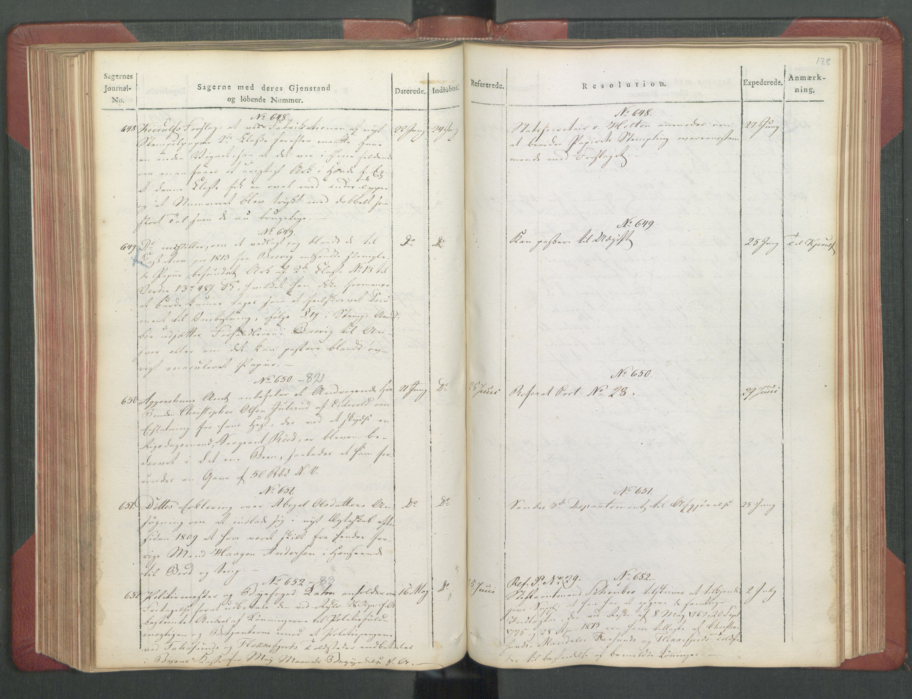 Departementene i 1814, AV/RA-S-3899/Fb/L0029: Journal A 1-900 (ekstraktprotokoll), 1814, p. 138