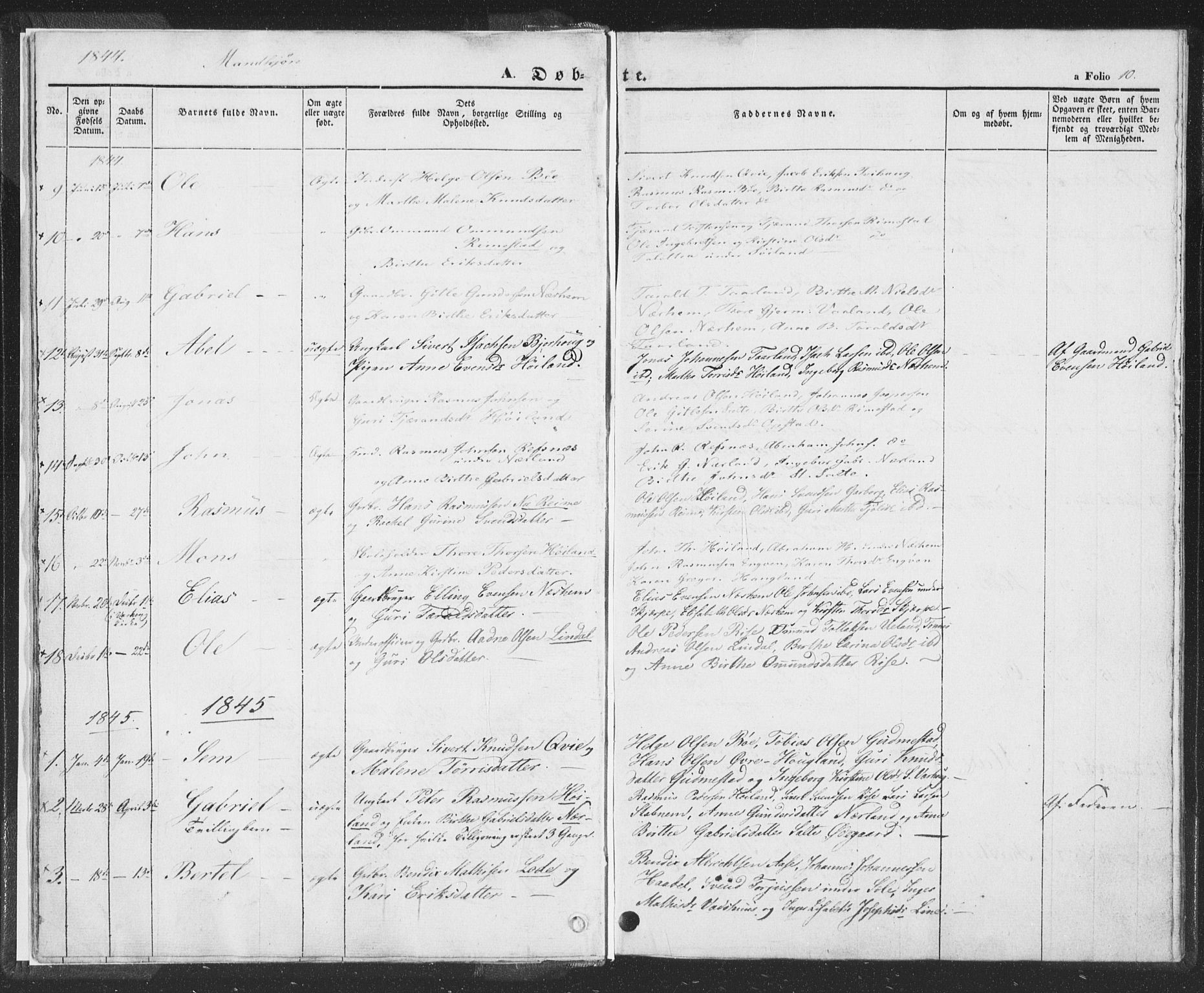 Hå sokneprestkontor, AV/SAST-A-101801/001/30BA/L0006: Parish register (official) no. A 5, 1842-1853, p. 10