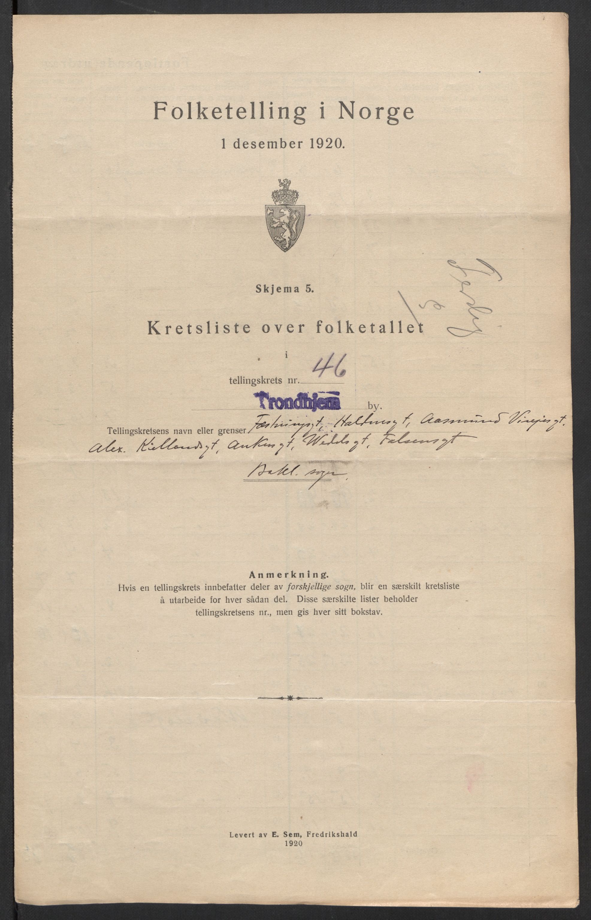 SAT, 1920 census for Trondheim, 1920, p. 152