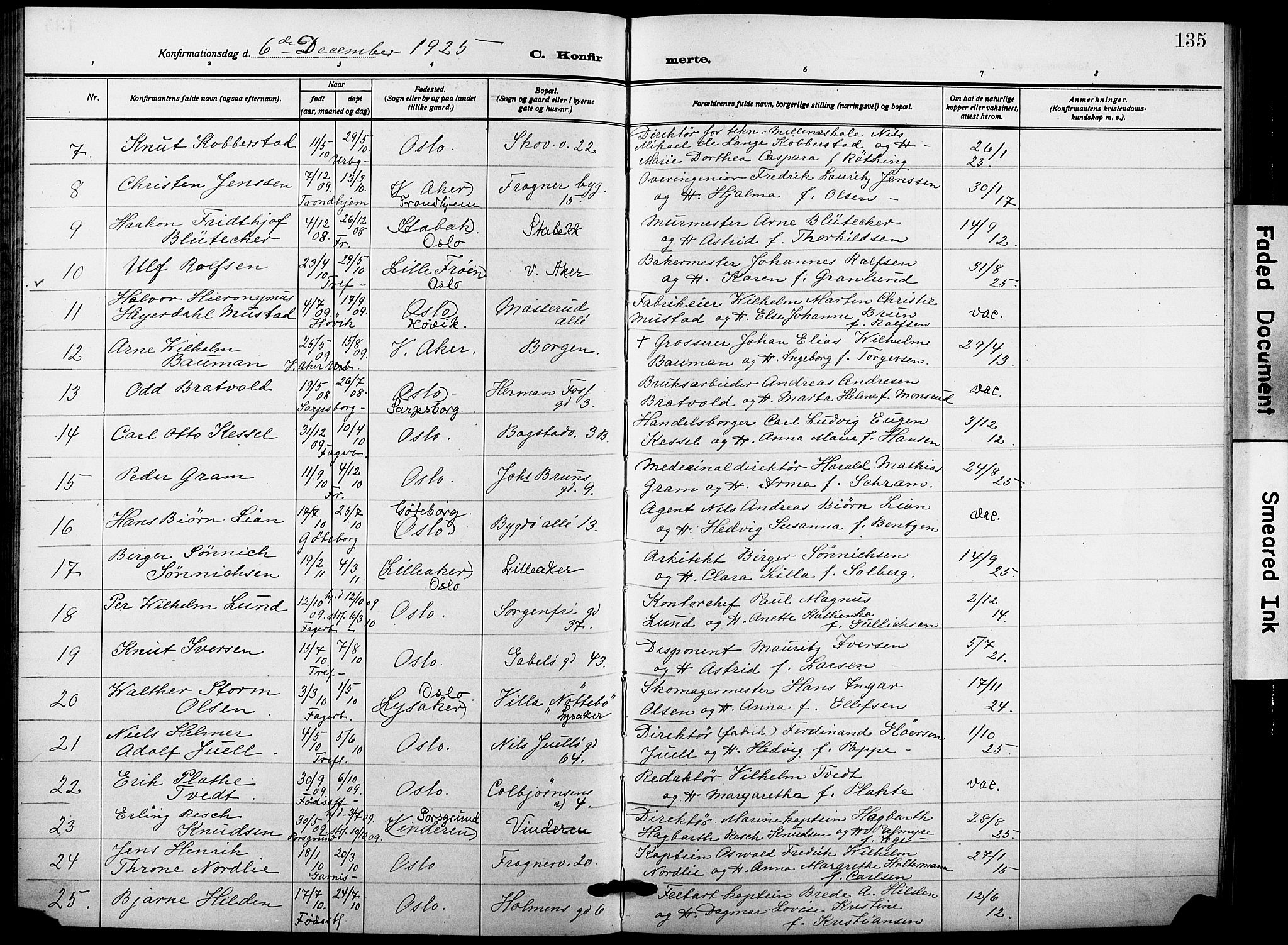 Garnisonsmenigheten Kirkebøker, AV/SAO-A-10846/F/Fa/L0016: Parish register (official) no. 16, 1922-1930, p. 135