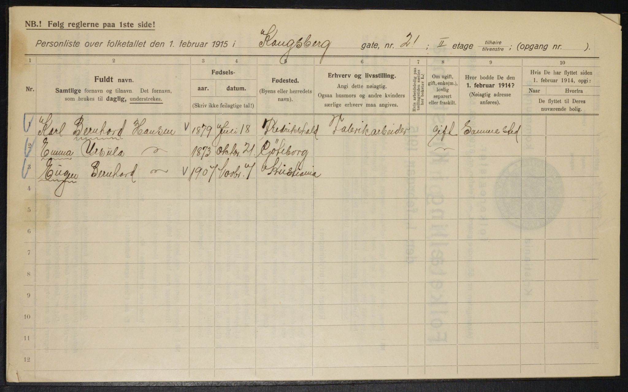 OBA, Municipal Census 1915 for Kristiania, 1915, p. 52497