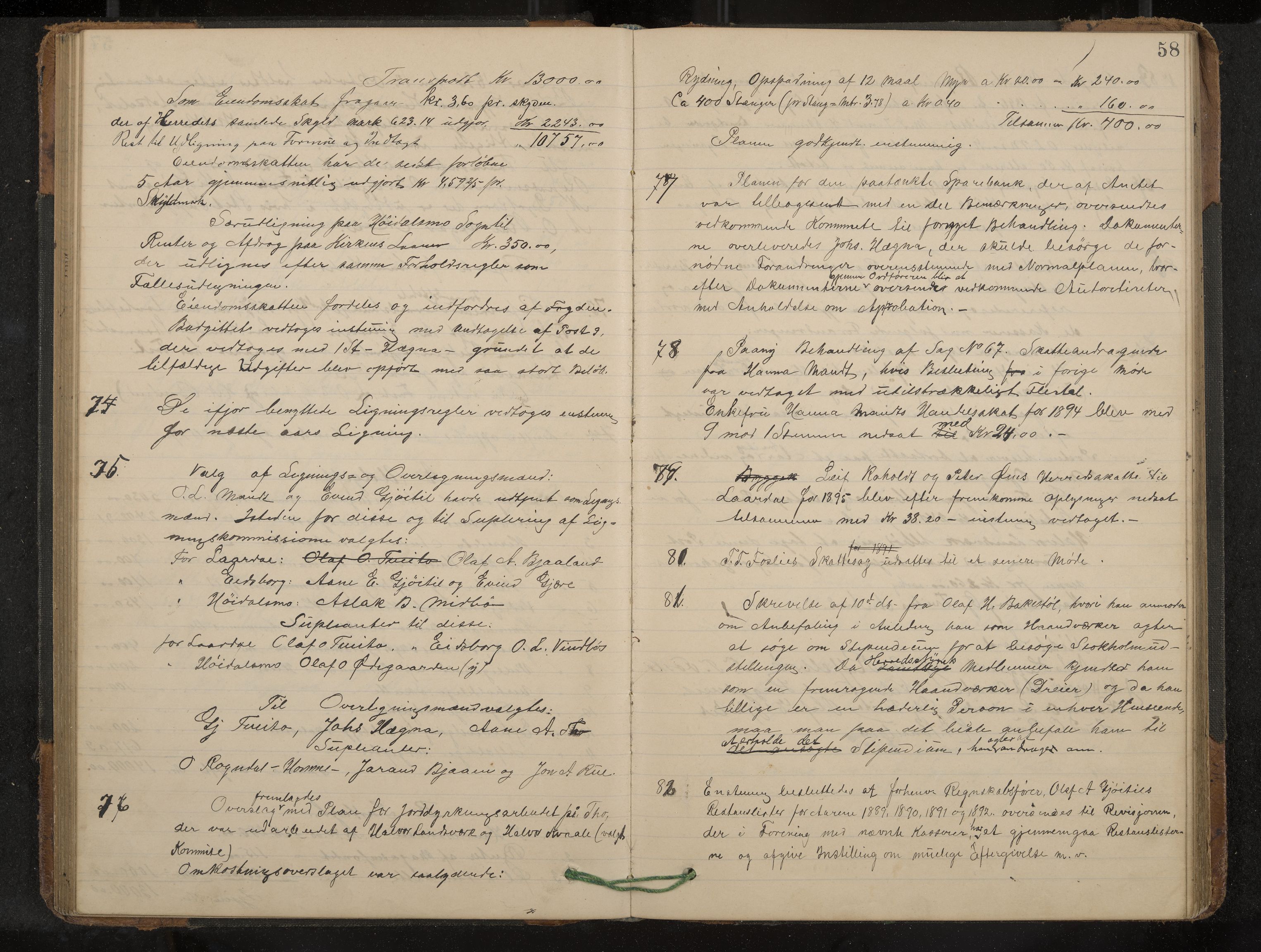 Lårdal formannskap og sentraladministrasjon, IKAK/0833021/A/L0003: Møtebok, 1893-1901, p. 58