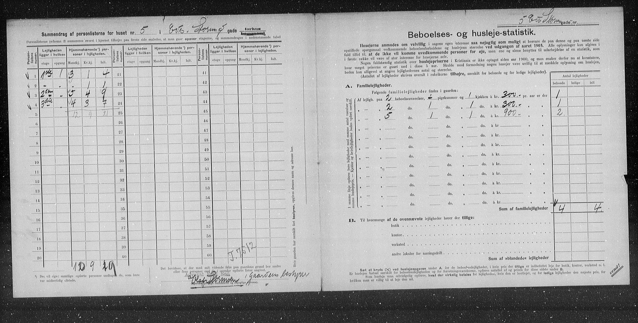 OBA, Municipal Census 1905 for Kristiania, 1905, p. 9780