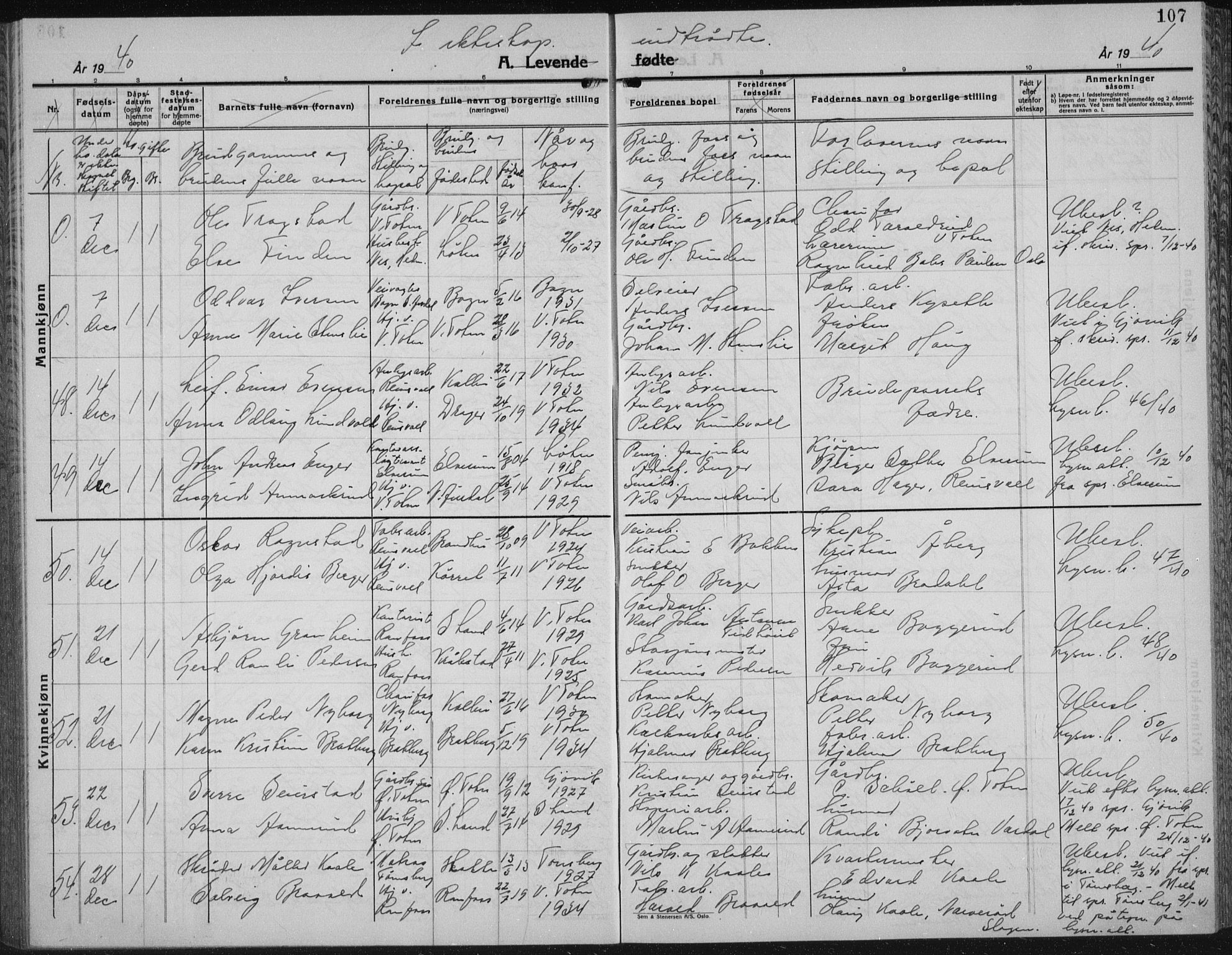 Vestre Toten prestekontor, AV/SAH-PREST-108/H/Ha/Hab/L0018: Parish register (copy) no. 18, 1928-1941, p. 107