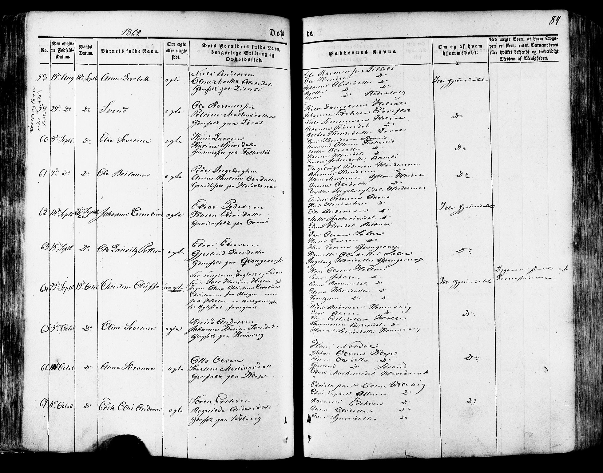 Ministerialprotokoller, klokkerbøker og fødselsregistre - Møre og Romsdal, AV/SAT-A-1454/511/L0140: Parish register (official) no. 511A07, 1851-1878, p. 84