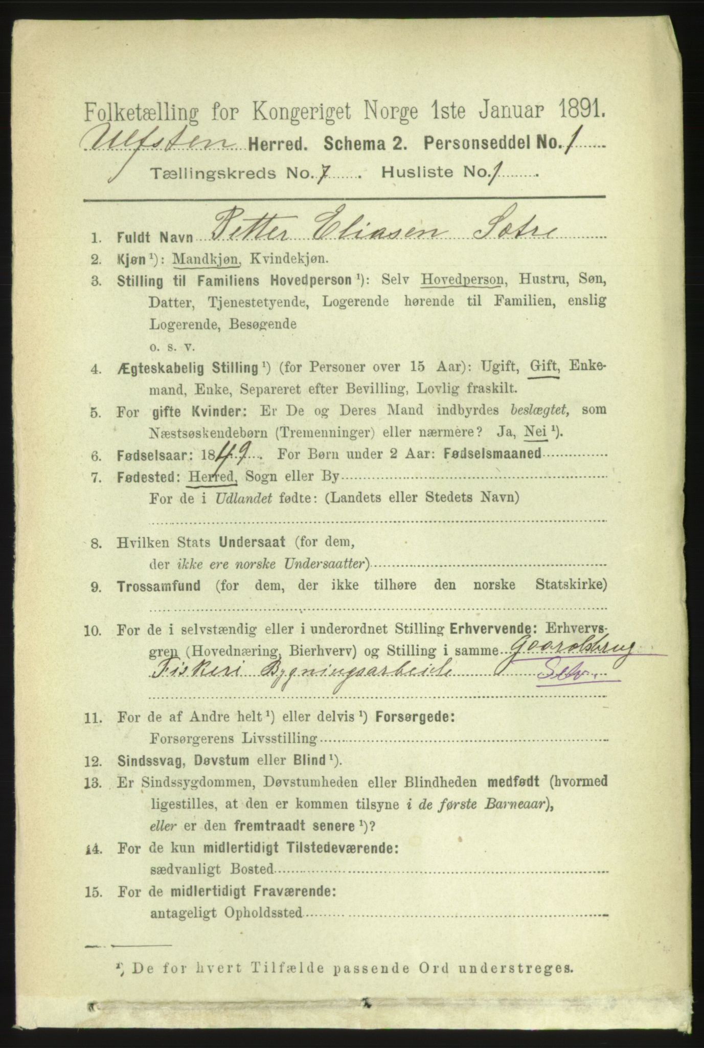 RA, 1891 census for 1516 Ulstein, 1891, p. 2184