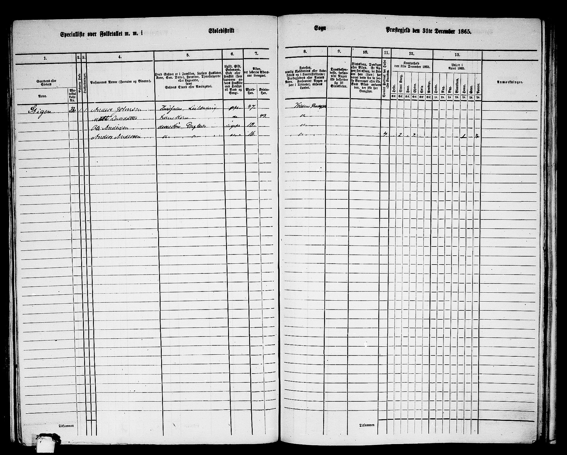 RA, 1865 census for Volda, 1865, p. 159