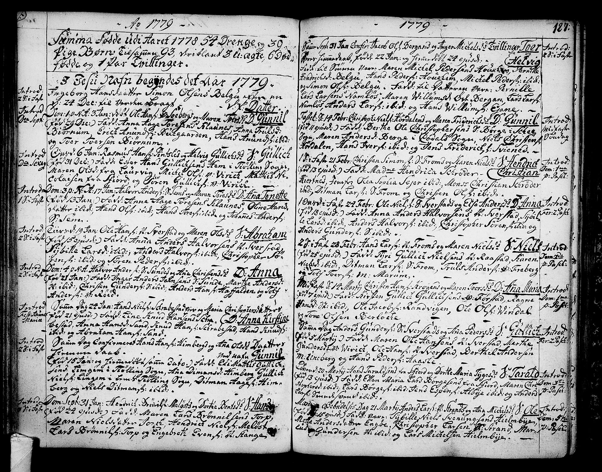 Sandar kirkebøker, SAKO/A-243/F/Fa/L0002: Parish register (official) no. 2, 1733-1788, p. 127
