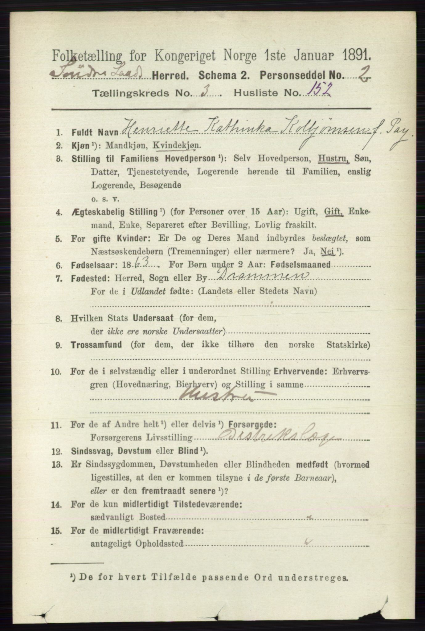 RA, 1891 census for 0536 Søndre Land, 1891, p. 3405