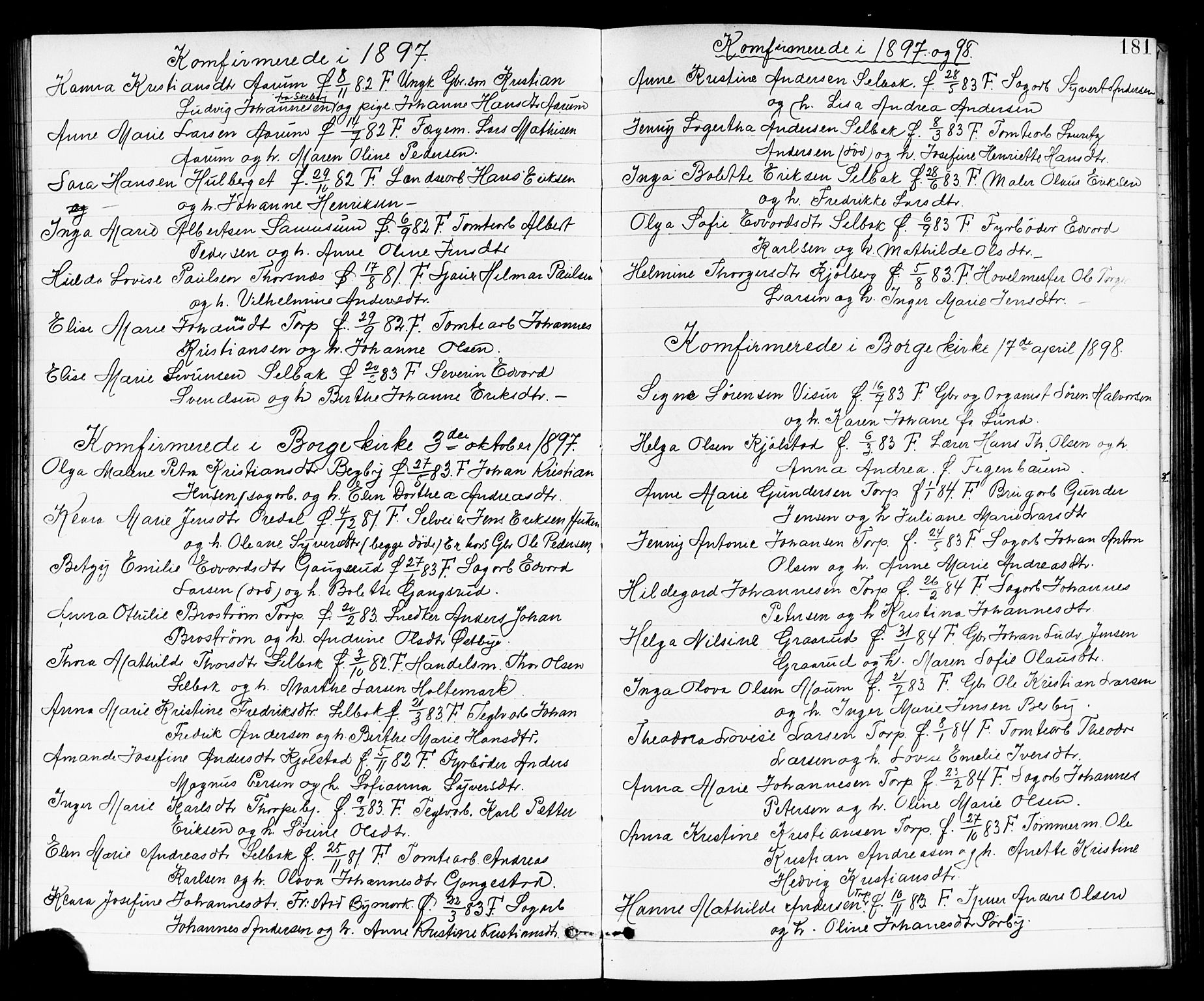 Borge prestekontor Kirkebøker, SAO/A-10903/G/Ga/L0002: Parish register (copy) no. I 2, 1875-1923, p. 181
