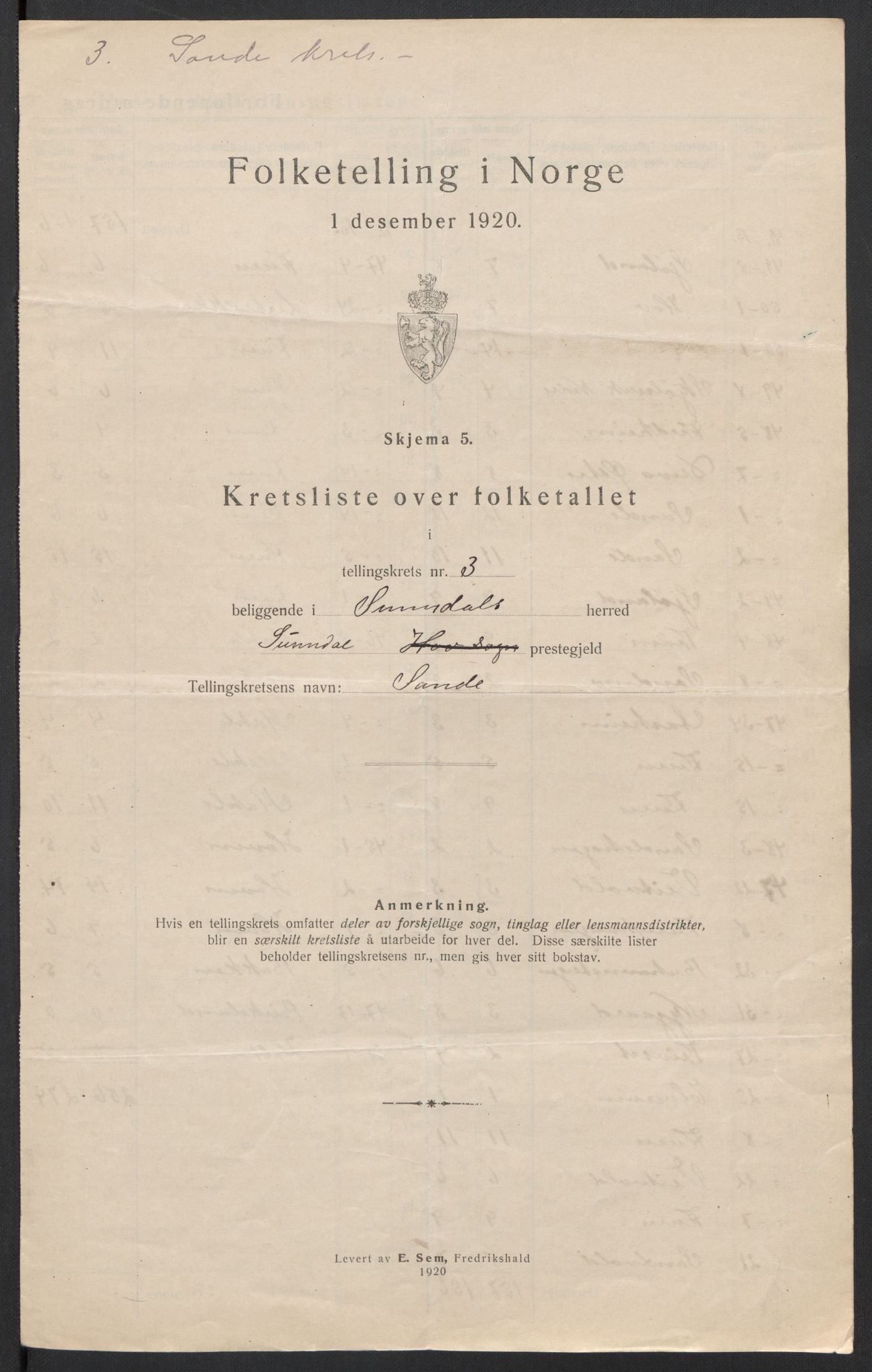 SAT, 1920 census for Sunndal, 1920, p. 18