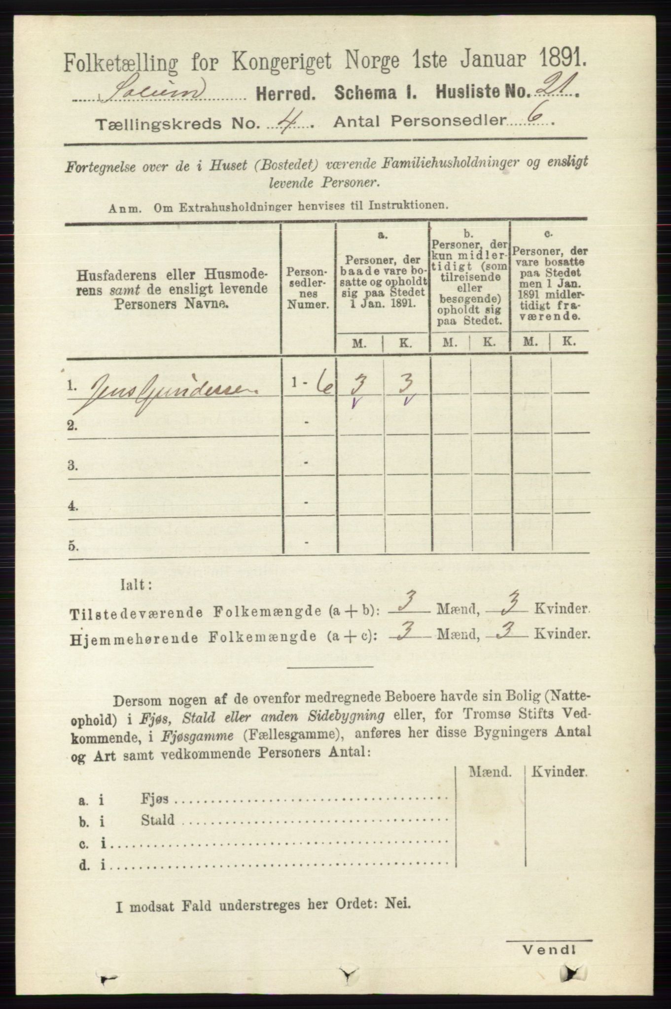 RA, 1891 census for 0818 Solum, 1891, p. 608