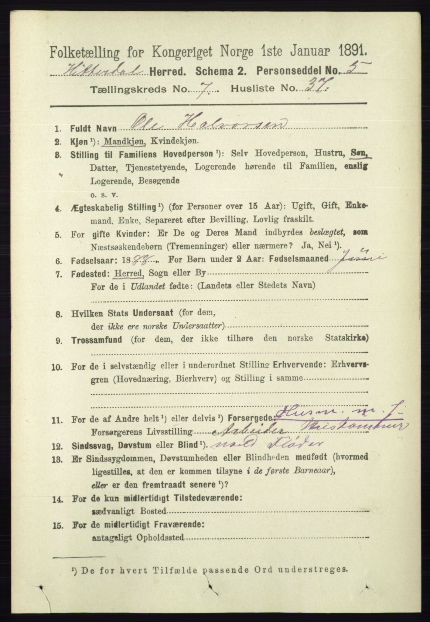 RA, 1891 census for 0823 Heddal, 1891, p. 3224